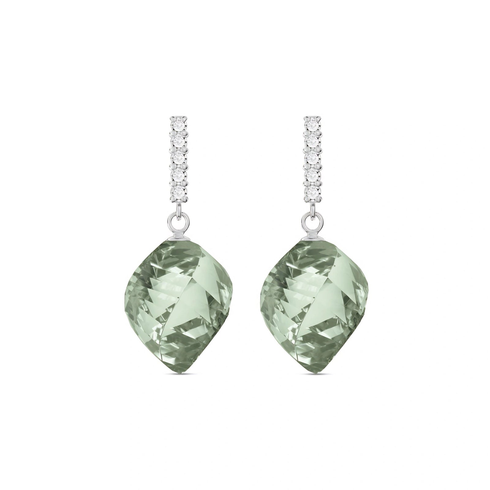 White Gold Earrings Green Amethyst 10K — Ofelia