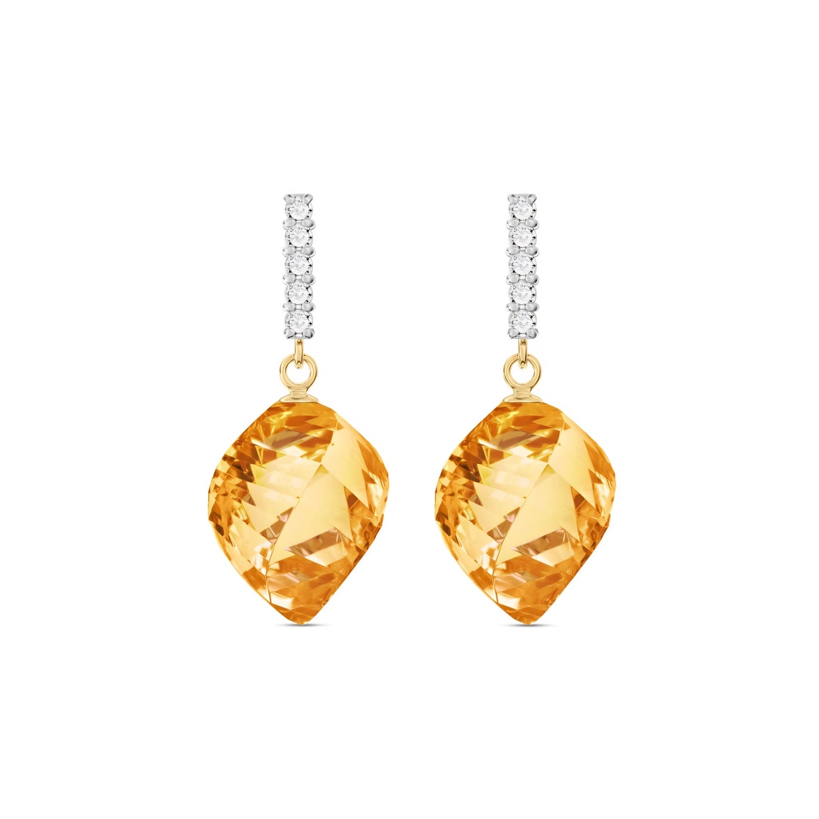 Yellow Gold Earrings Green Amethyst 10K — Ofelia