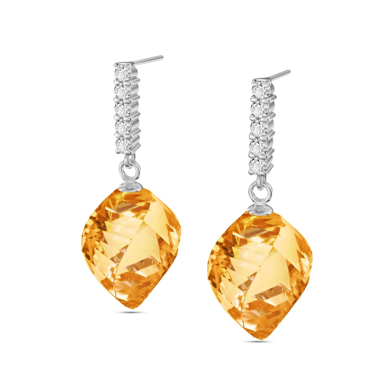 White Gold Earrings Citrine 10K — Ofelia