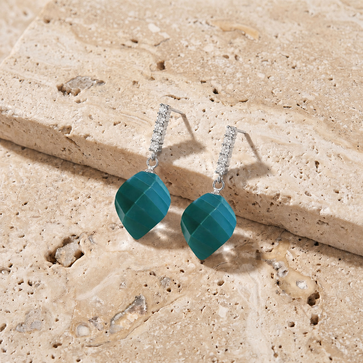 White Gold Earrings Citrine 10K — Ofelia