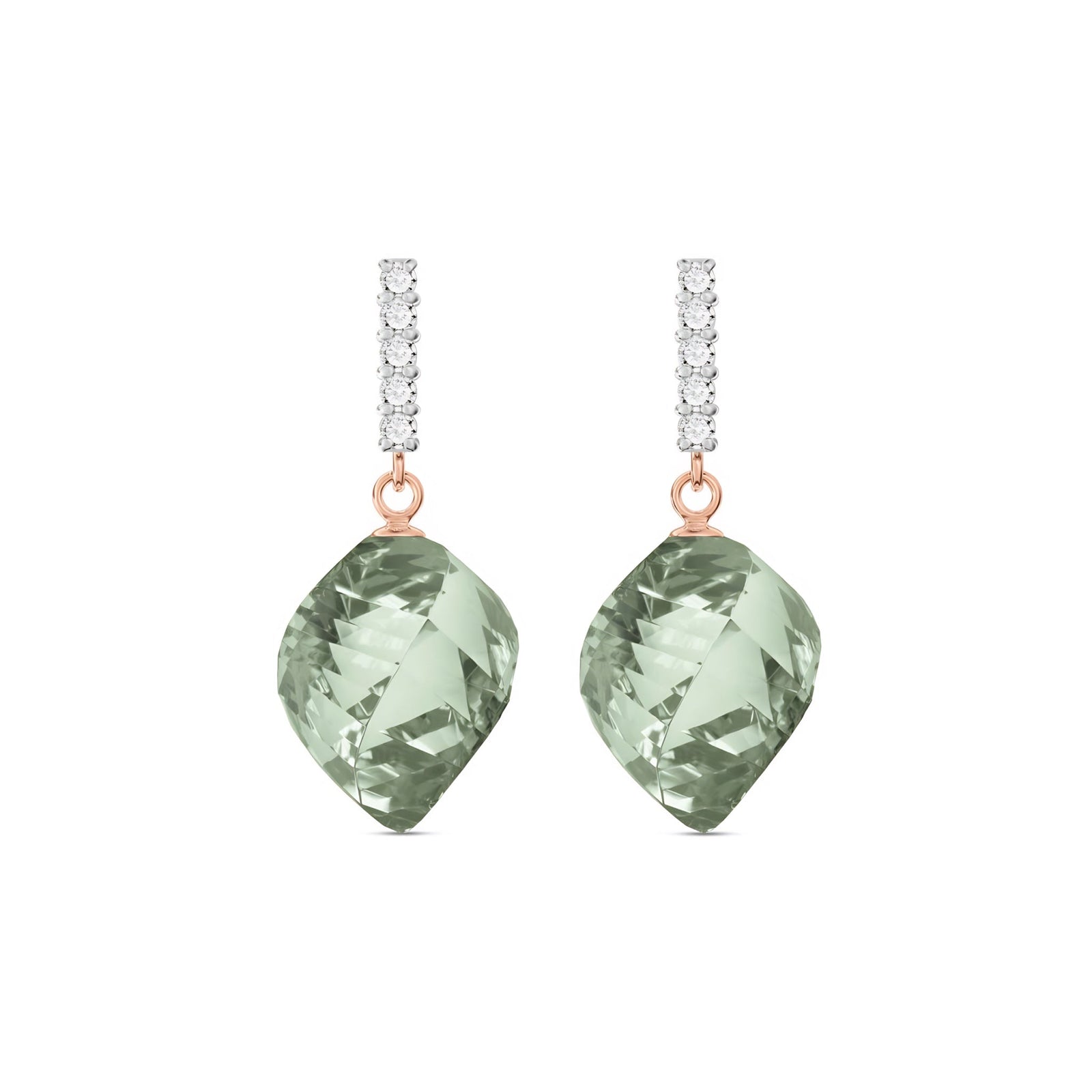 Rose Gold Earrings White Topaz 10K — Ofelia