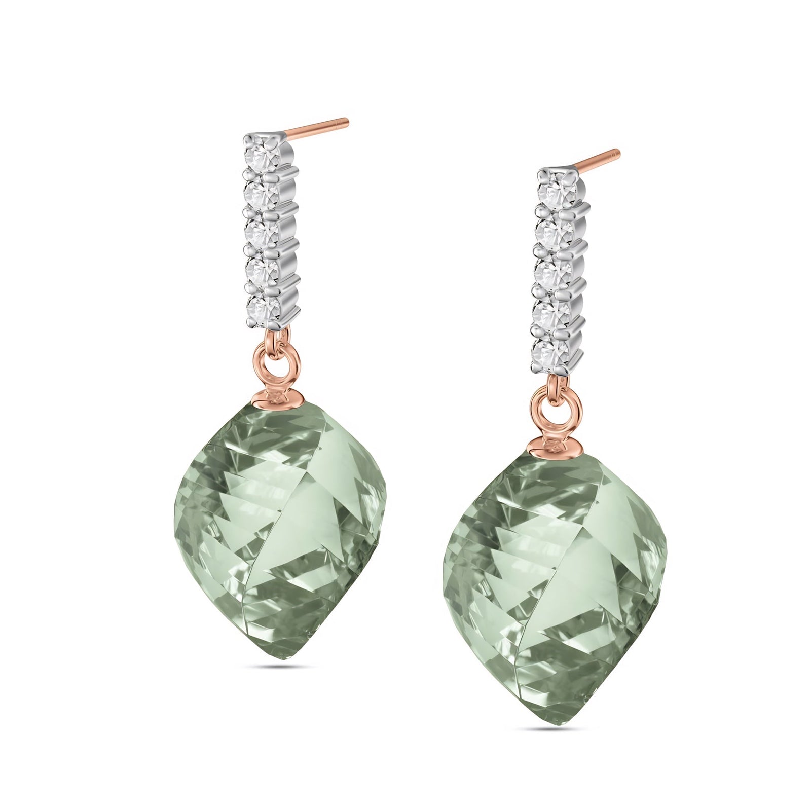 Rose Gold Earrings White Topaz 10K — Ofelia
