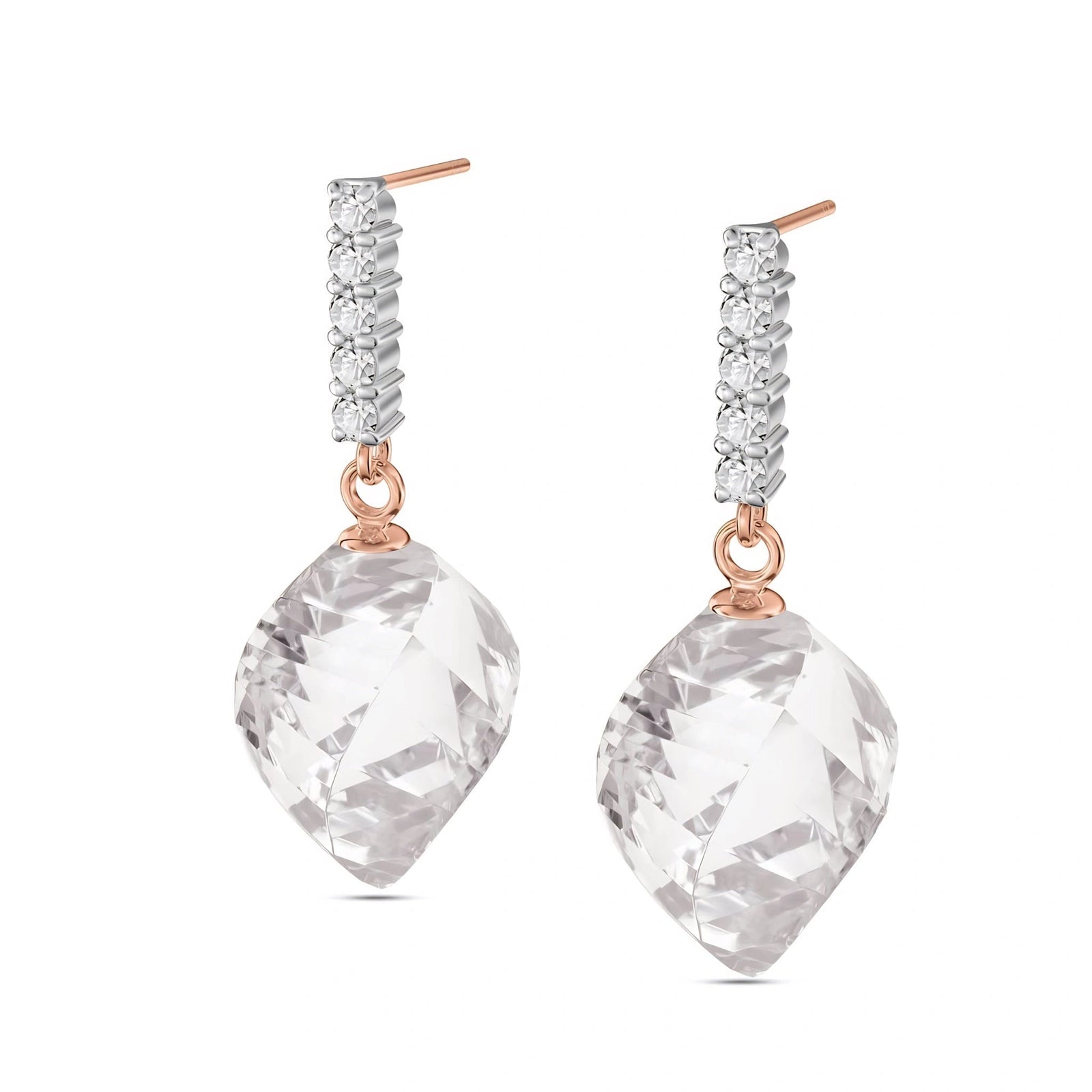 Rose Gold Earrings White Topaz 10K — Ofelia