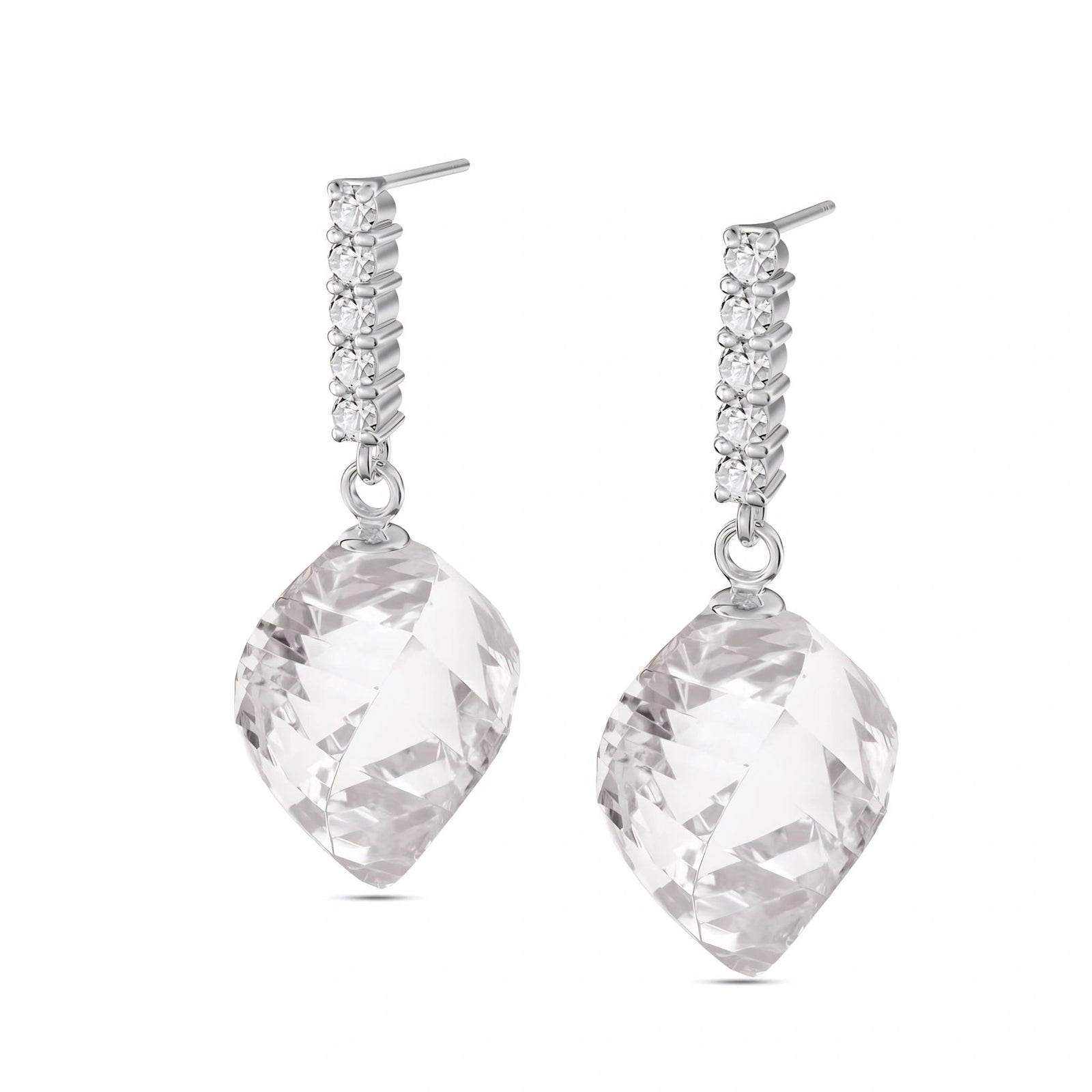 White Gold Earrings White Topaz 10K — Ofelia