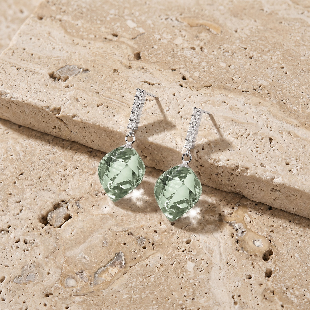 White Gold Earrings White Topaz 10K — Ofelia