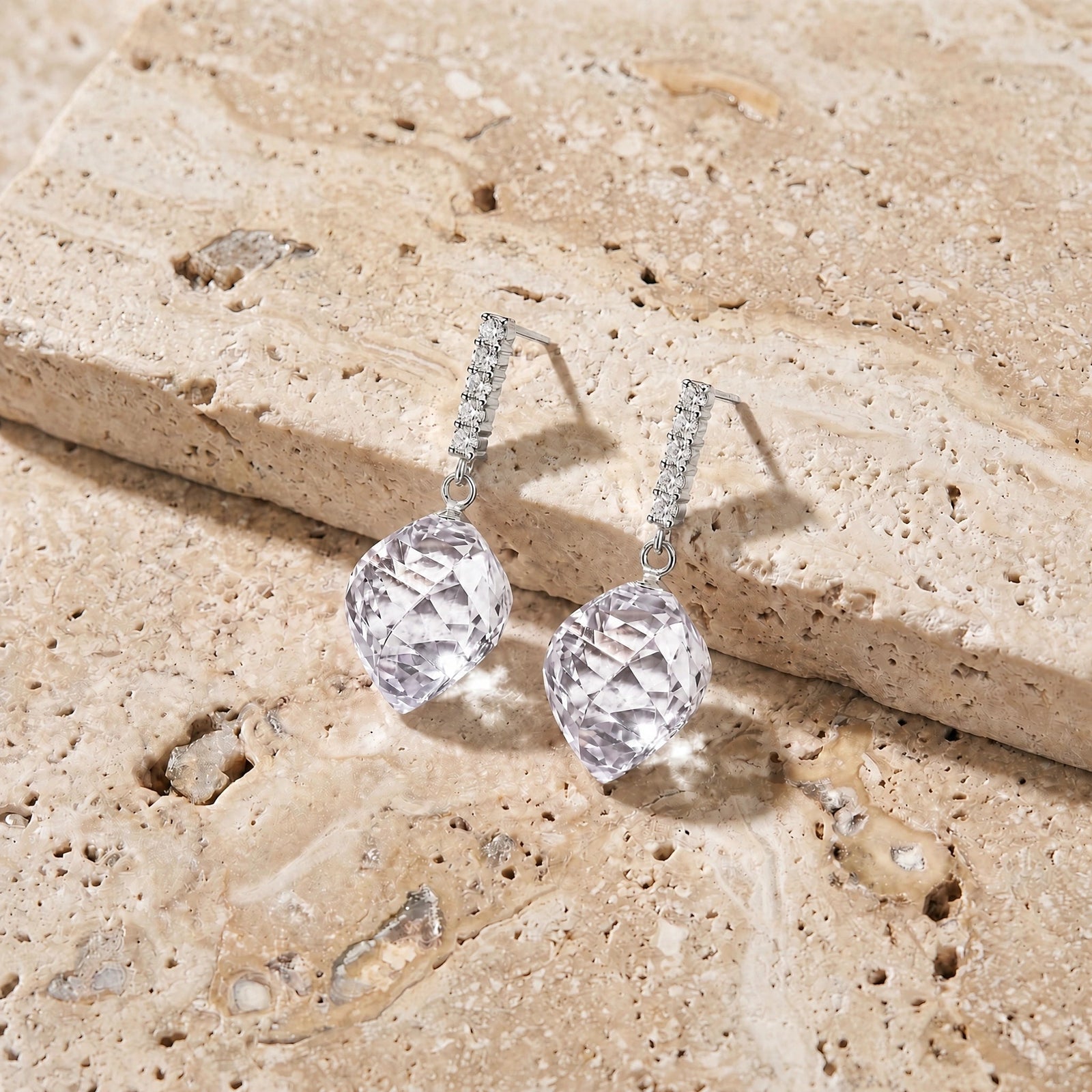 White Gold Earrings White Topaz 10K — Ofelia