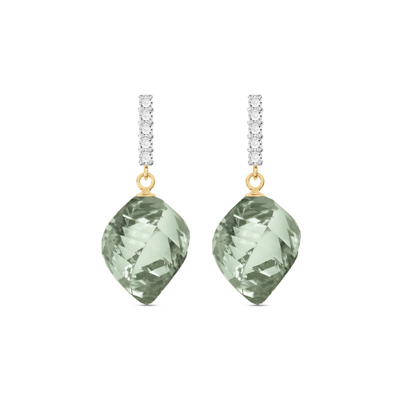 Yellow Gold Earrings White Topaz 10K — Ofelia