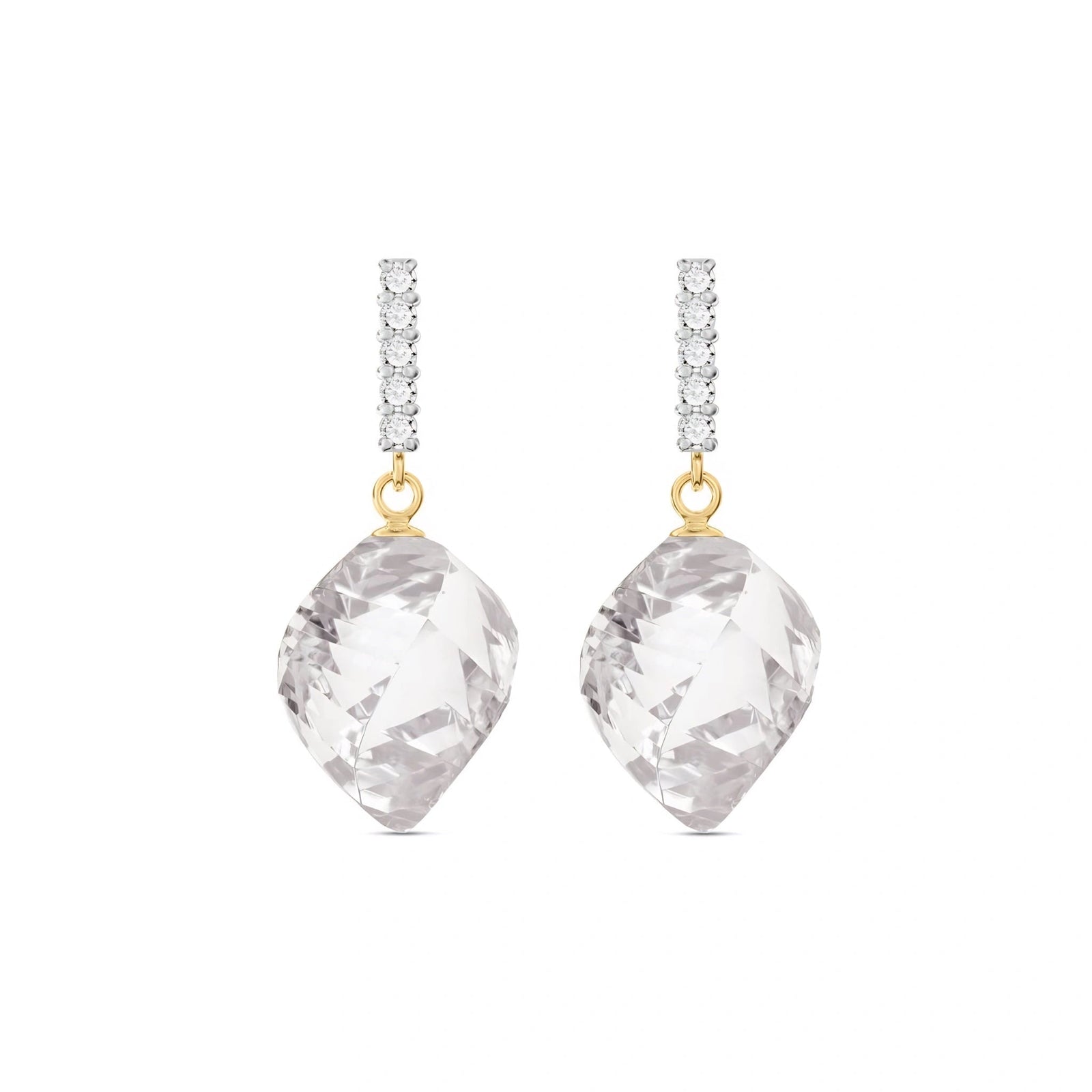 Yellow Gold Earrings White Topaz 10K — Ofelia