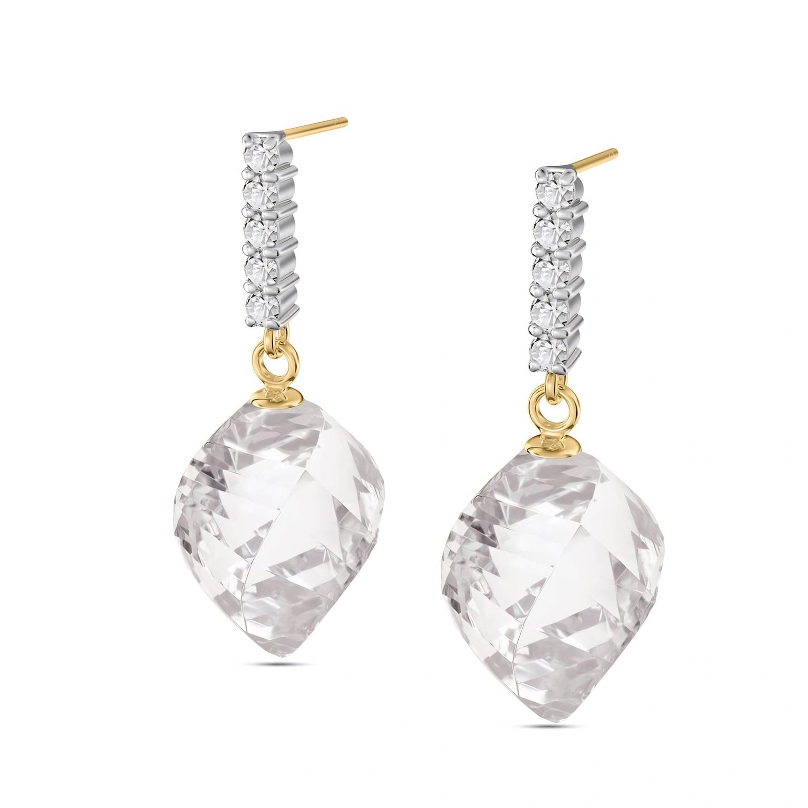 Yellow Gold Earrings White Topaz 10K — Ofelia