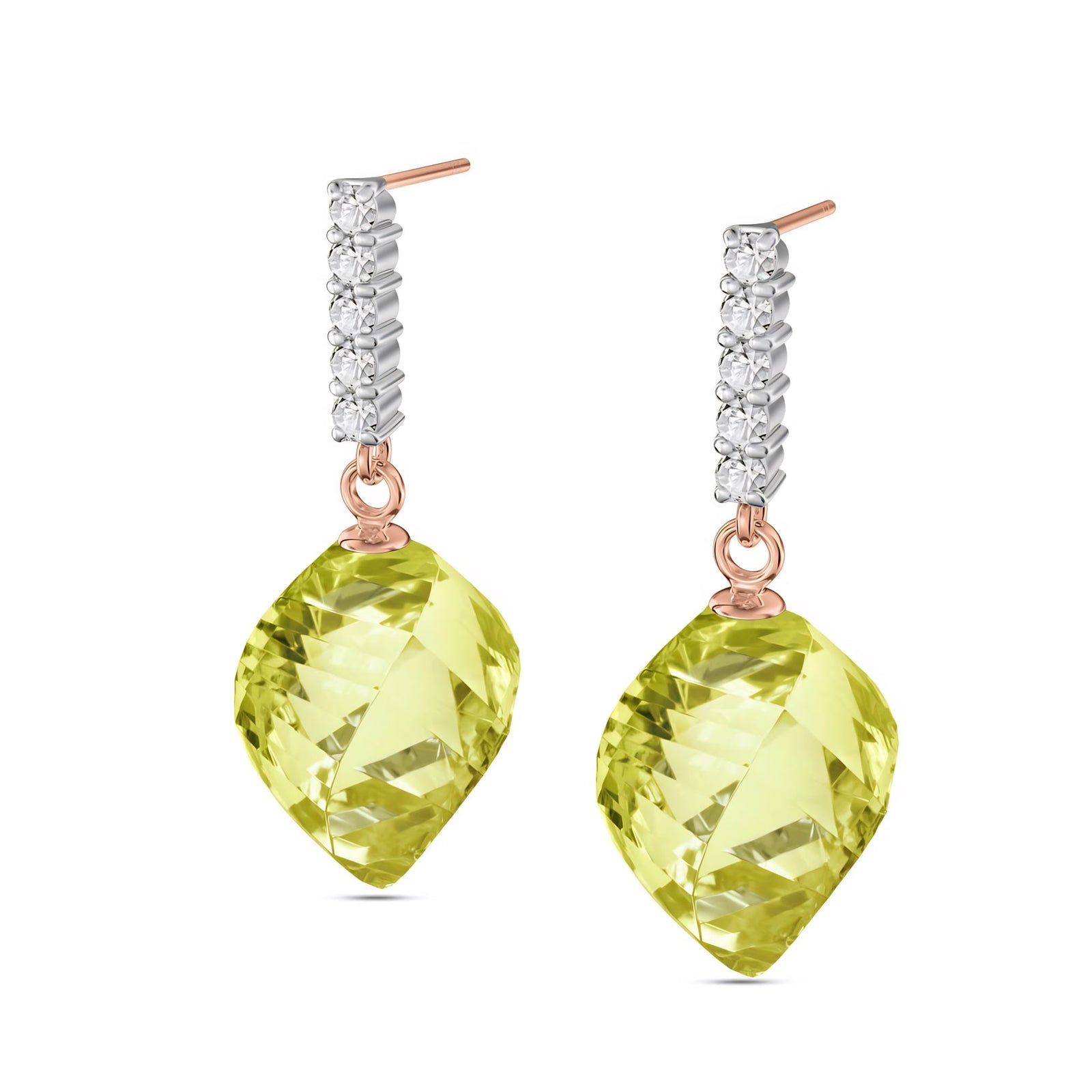 Rose Gold Earrings Lemon Quartz 10K — Ofelia