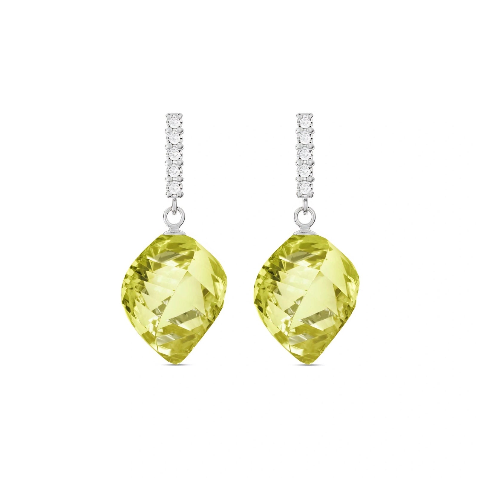 White Gold Earrings Lemon Quartz 10K — Ofelia