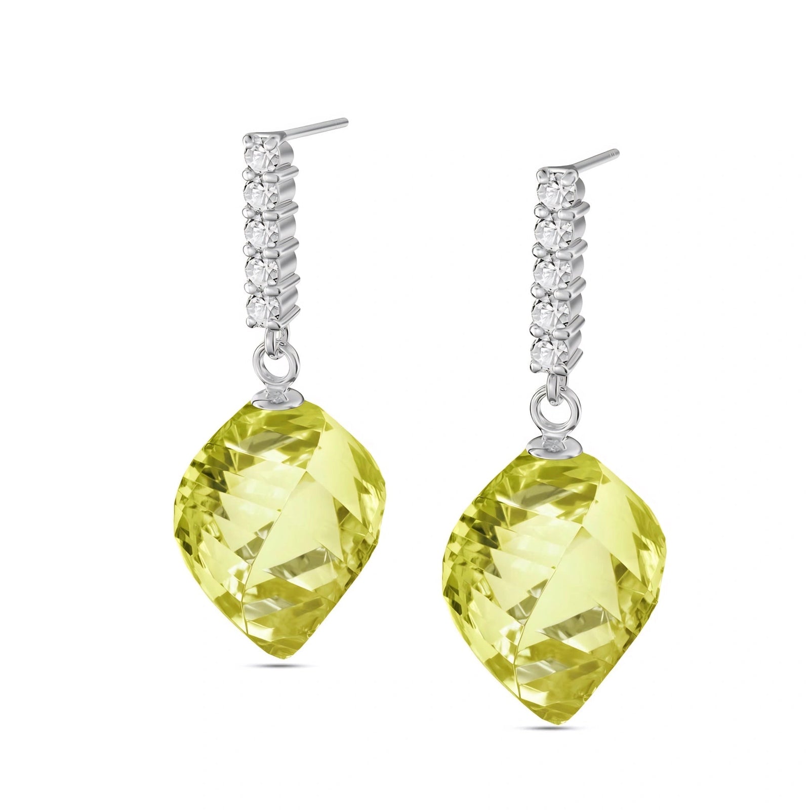 White Gold Earrings Lemon Quartz 10K — Ofelia
