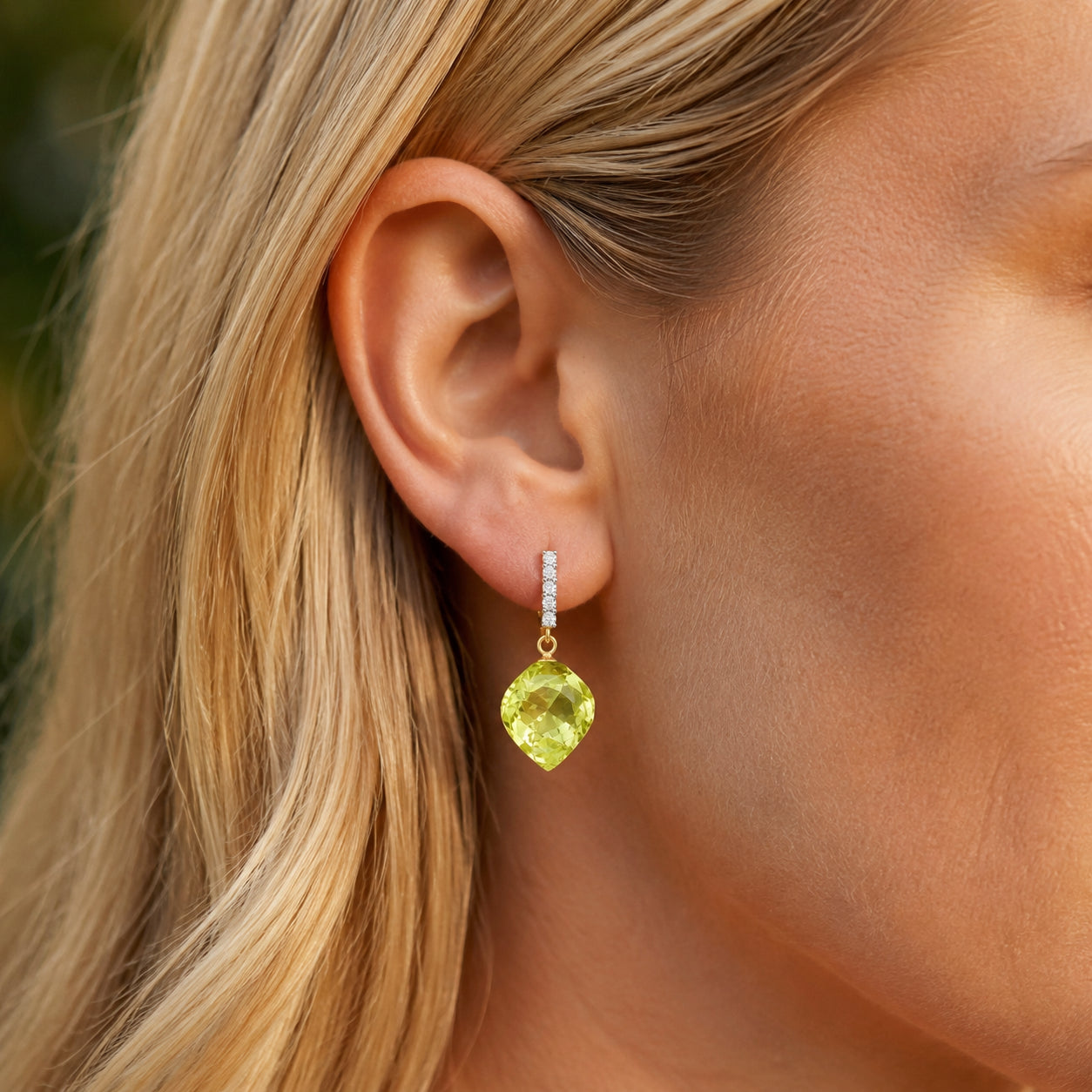 Yellow Gold Earrings Lemon Quartz 10K — Ofelia