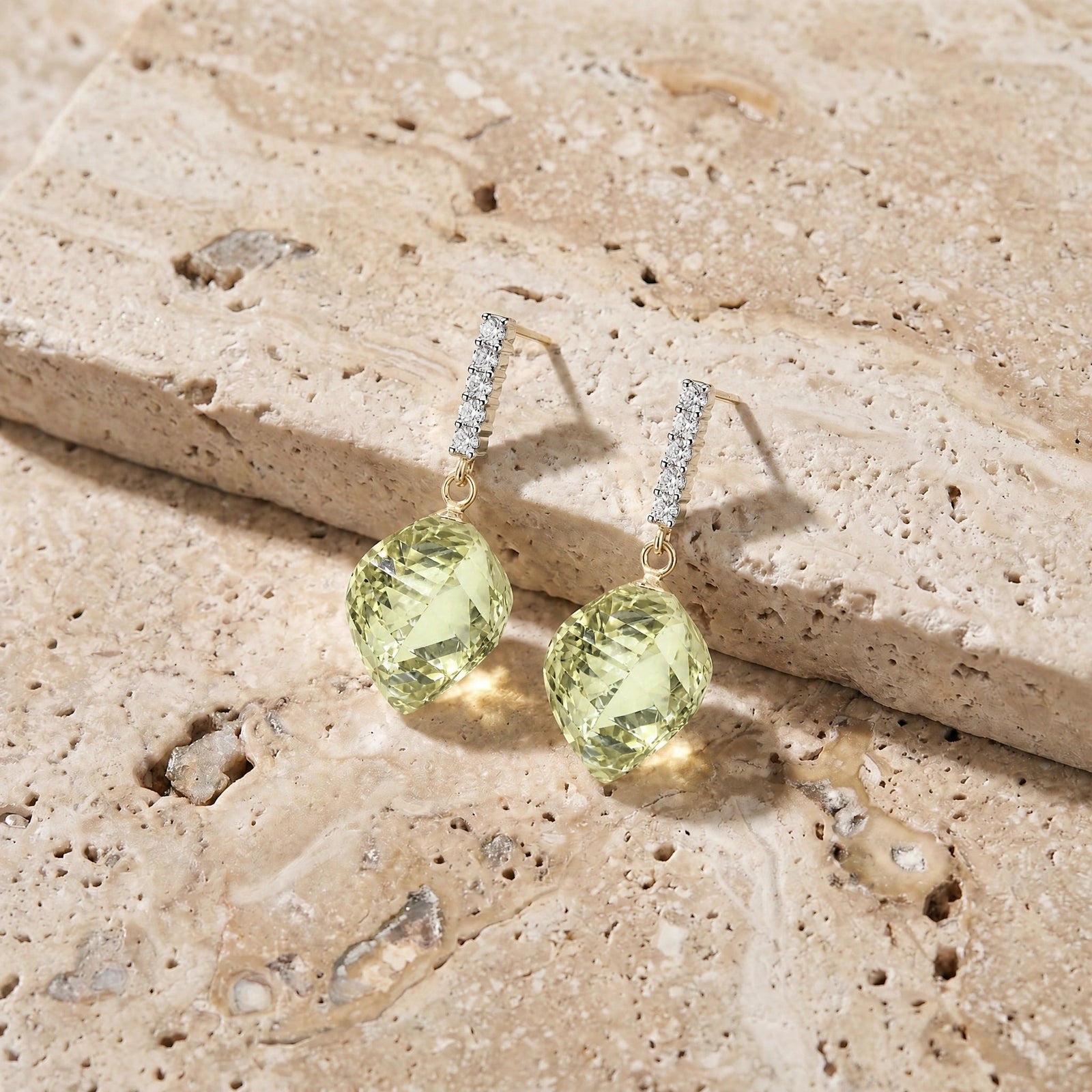 Yellow Gold Earrings Lemon Quartz 10K — Ofelia