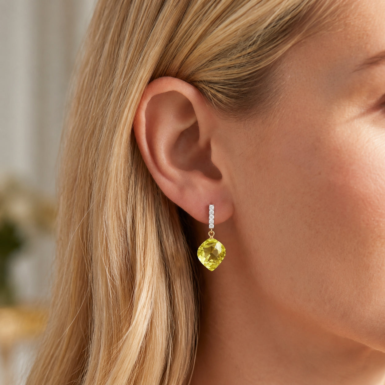 Yellow Gold Earrings Lemon Quartz 10K — Ofelia