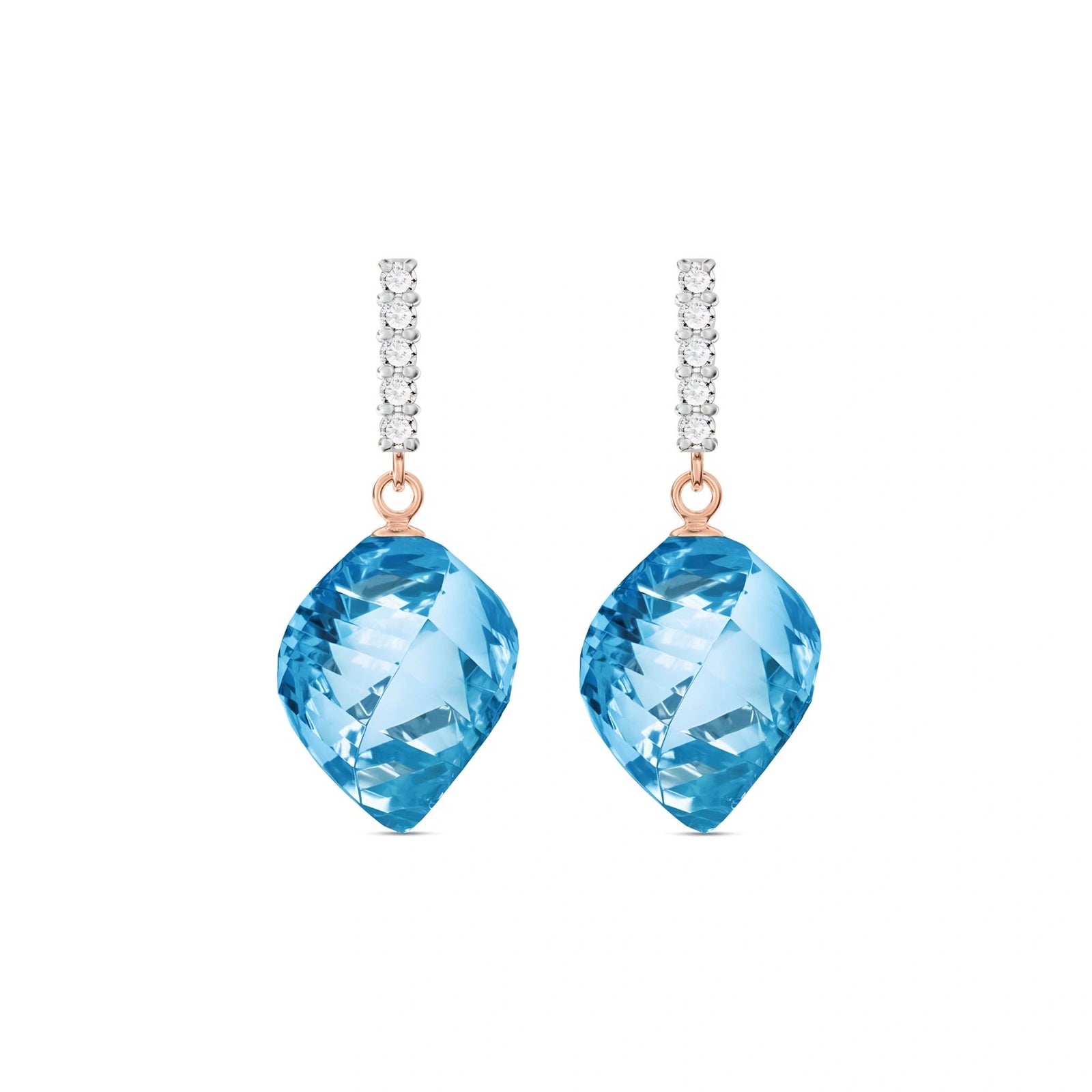 Rose Gold Earrings Blue Topaz 10K — Ofelia