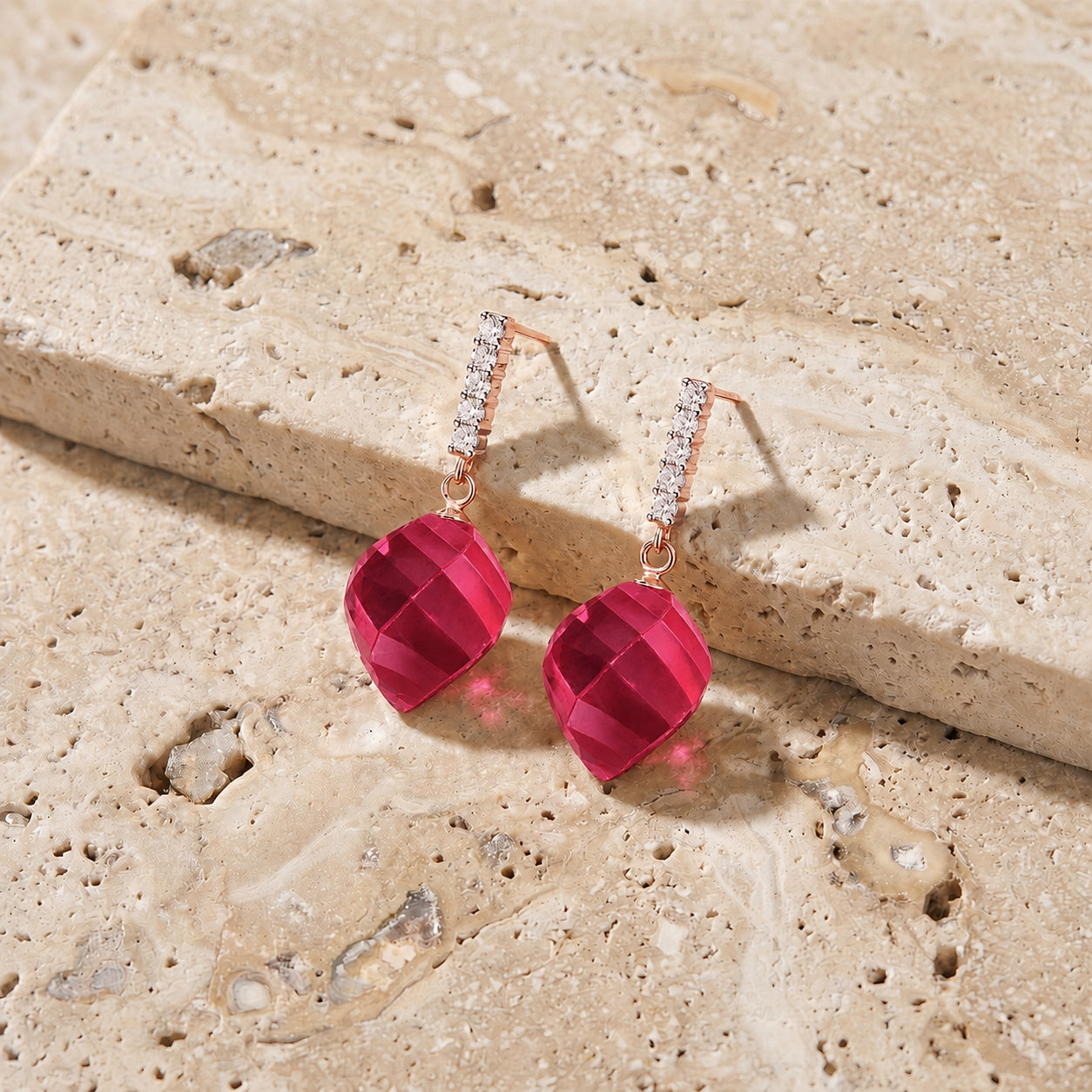 Rose Gold Earrings Blue Topaz 10K — Ofelia
