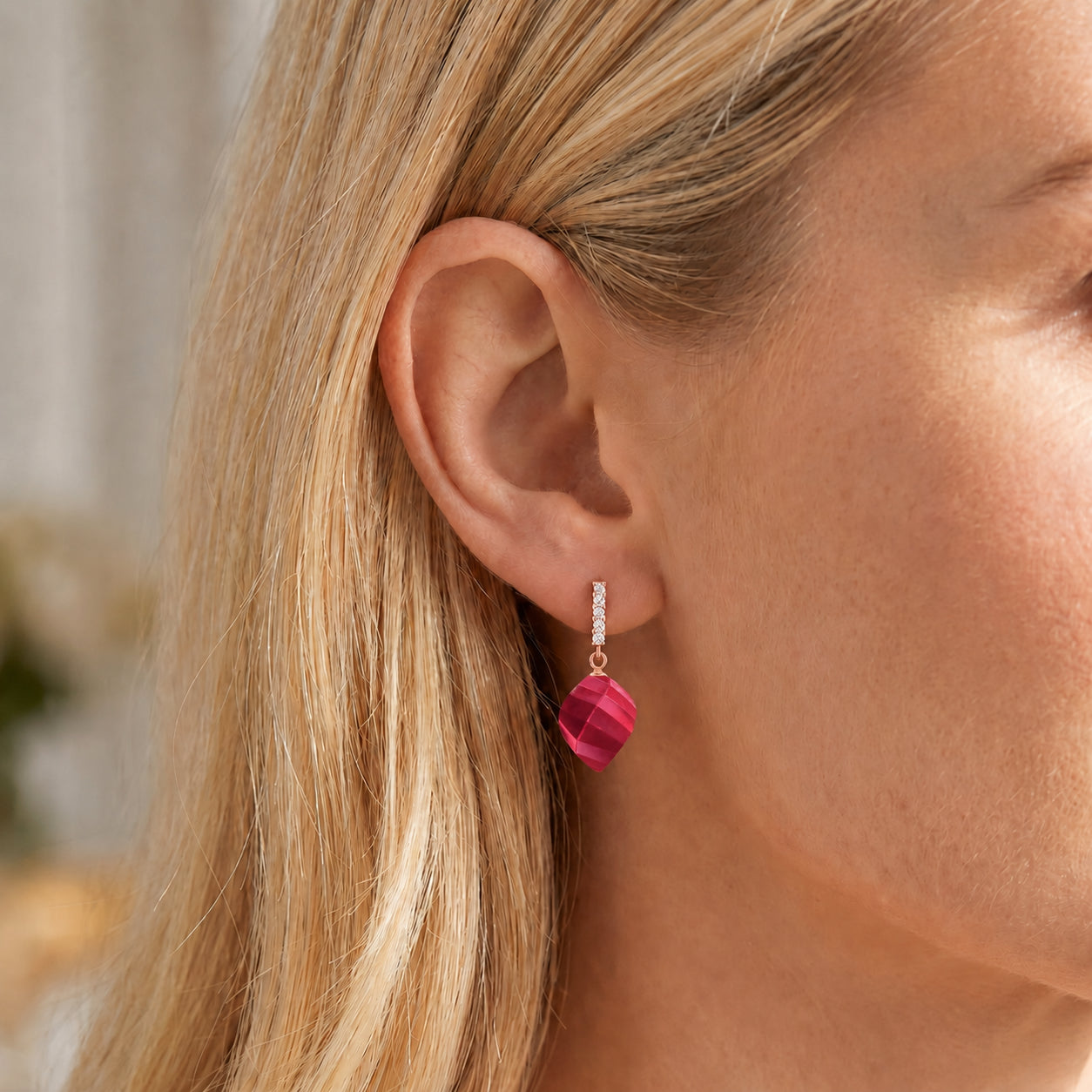 Rose Gold Earrings Blue Topaz 10K — Ofelia