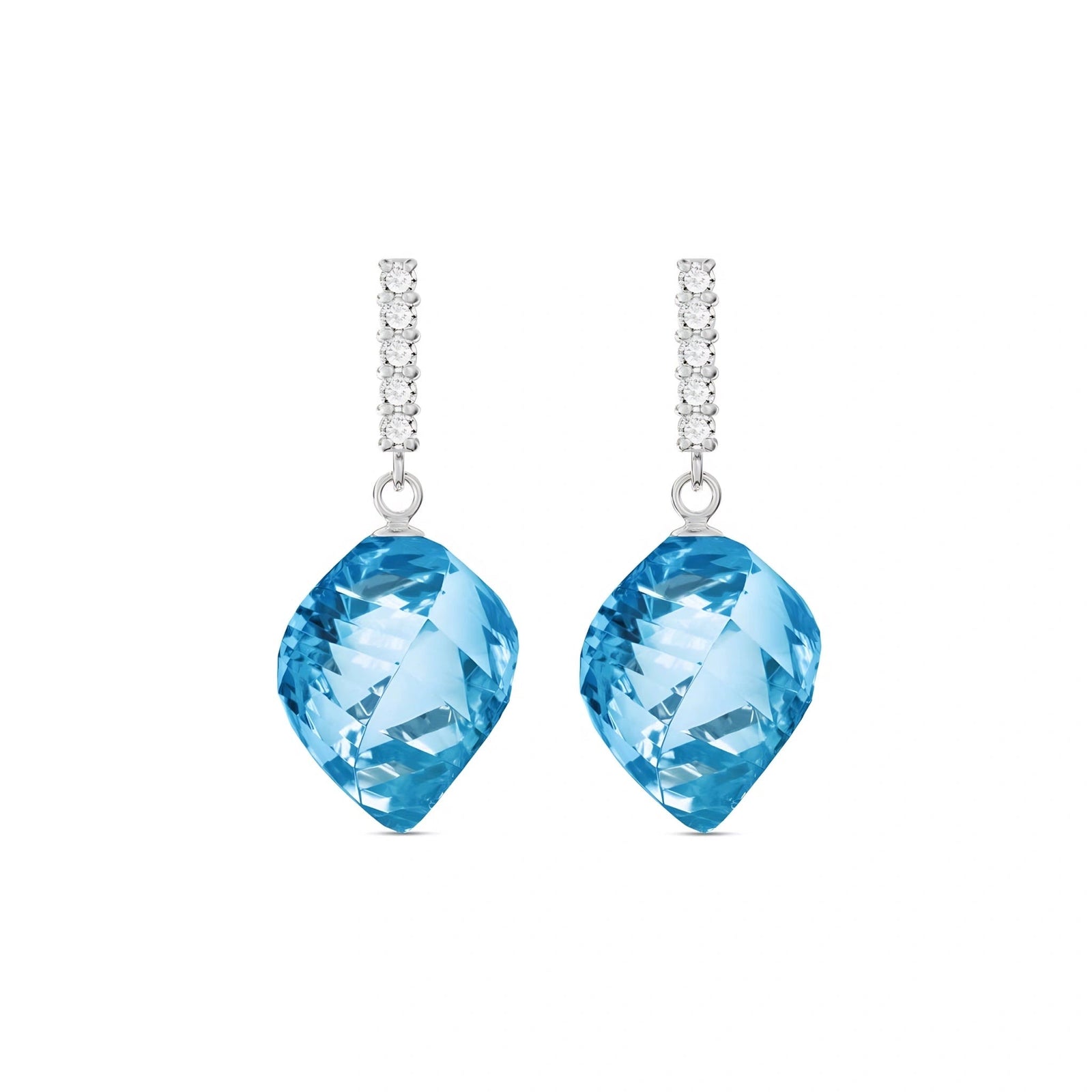 White Gold Earrings Blue Topaz 10K — Ofelia
