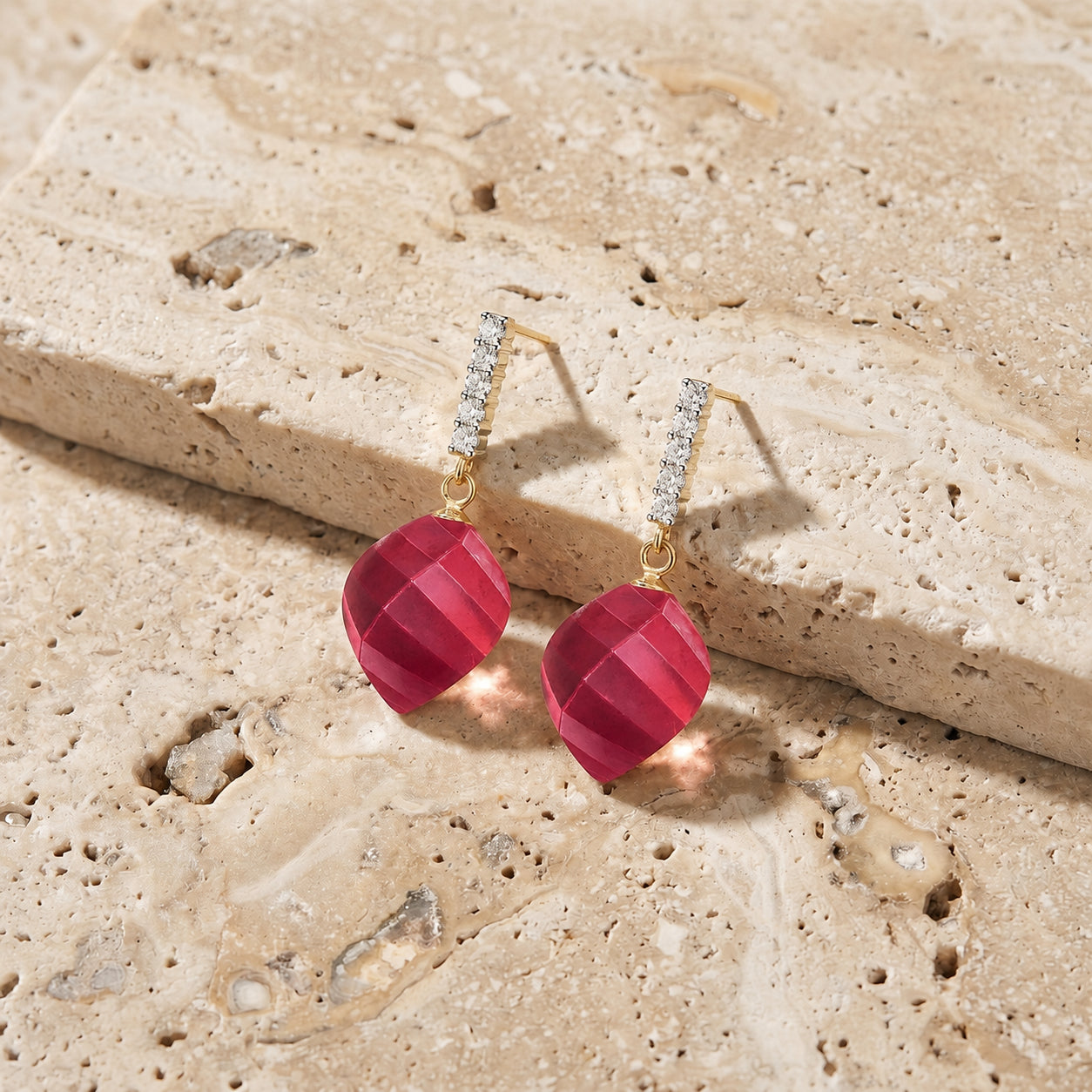 Yellow Gold Earrings Blue Topaz 10K — Ofelia