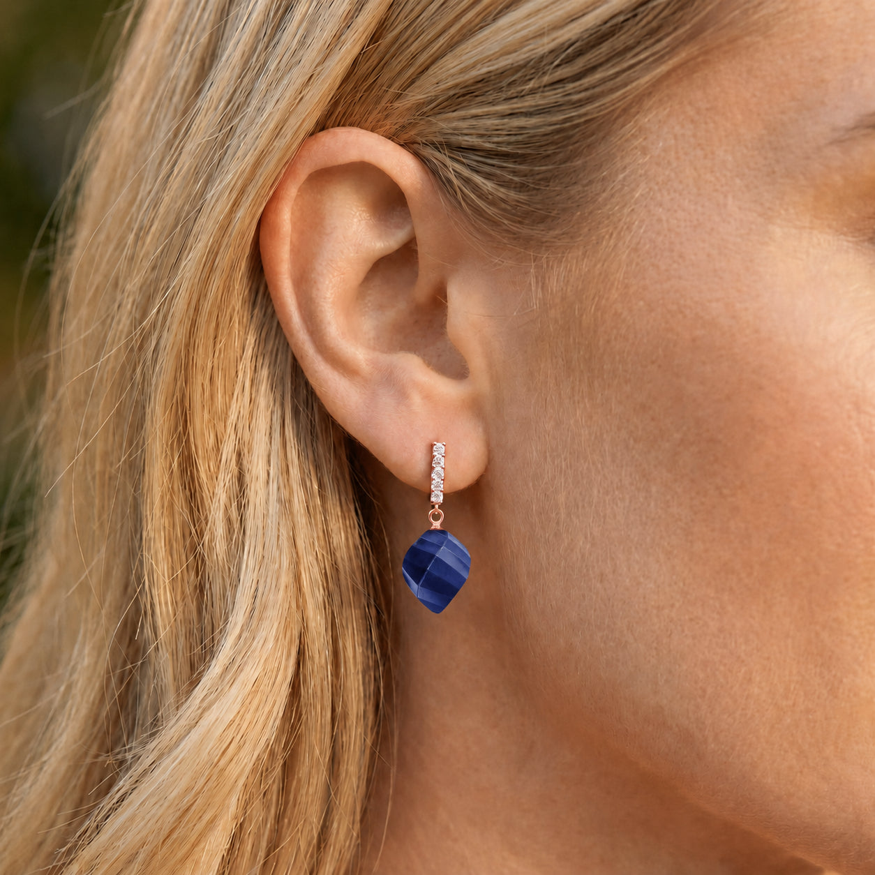 Rose Gold Earrings Ruby 10K — Ofelia