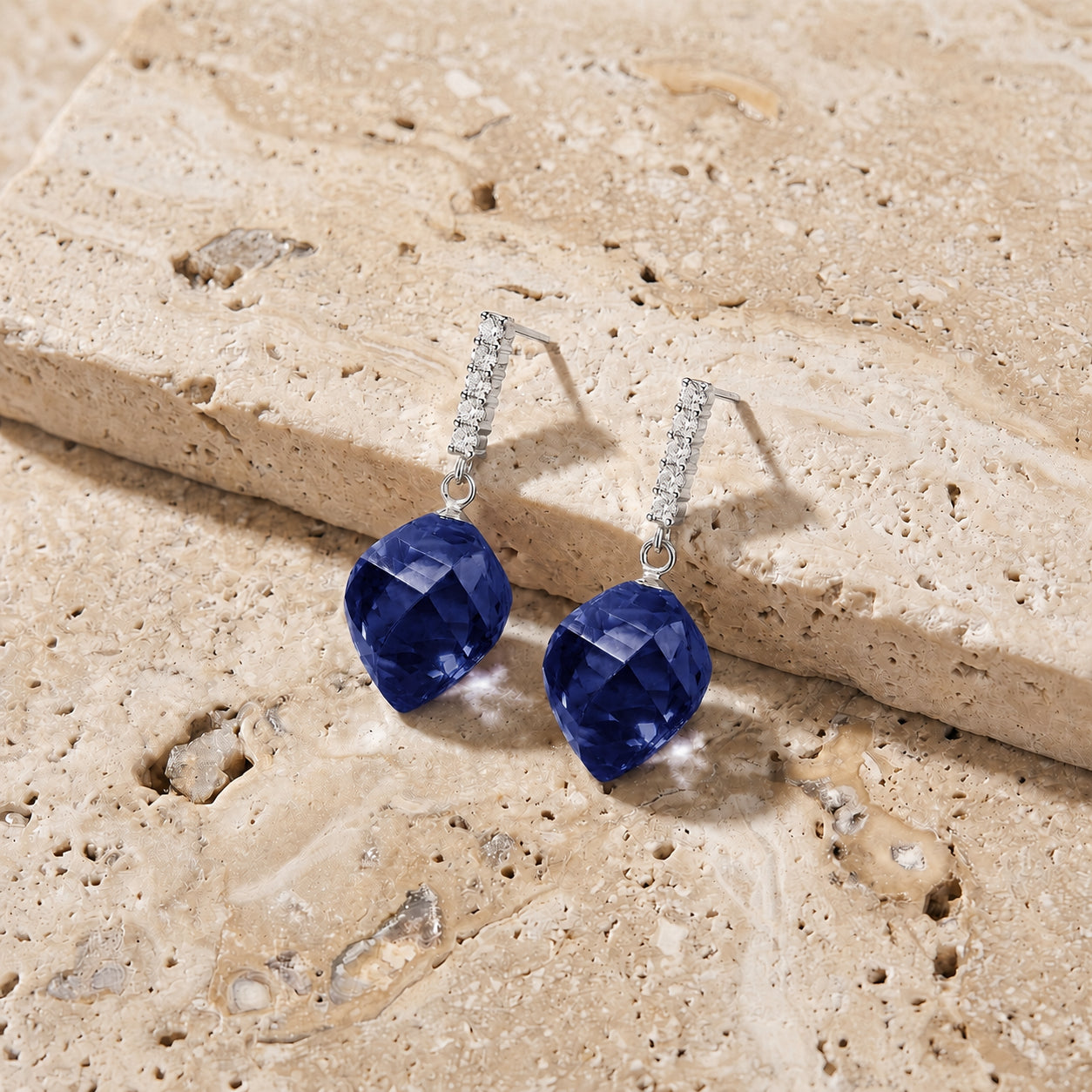 White Gold Earrings Ruby 10K — Ofelia