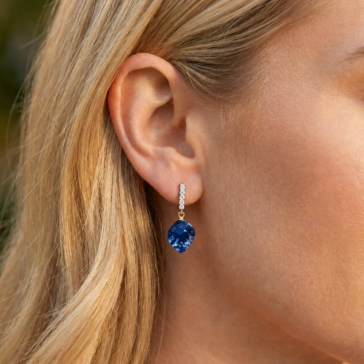 Yellow Gold Earrings Ruby 10K — Ofelia