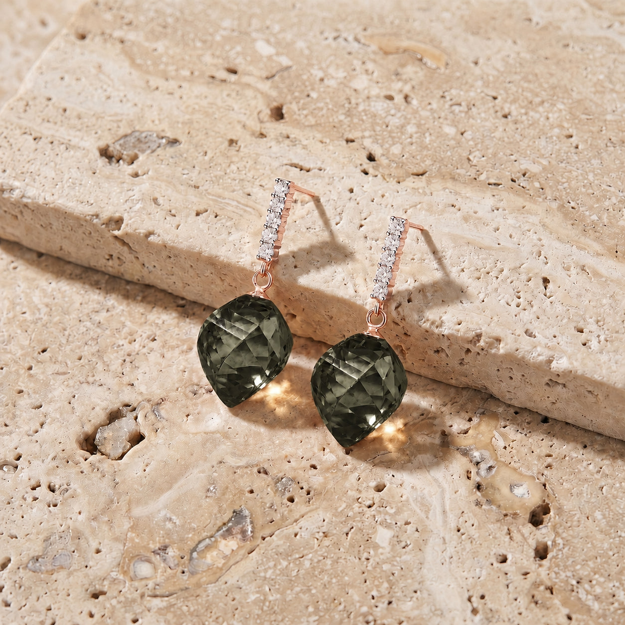 Rose Gold Earrings Sapphire 10K — Ofelia