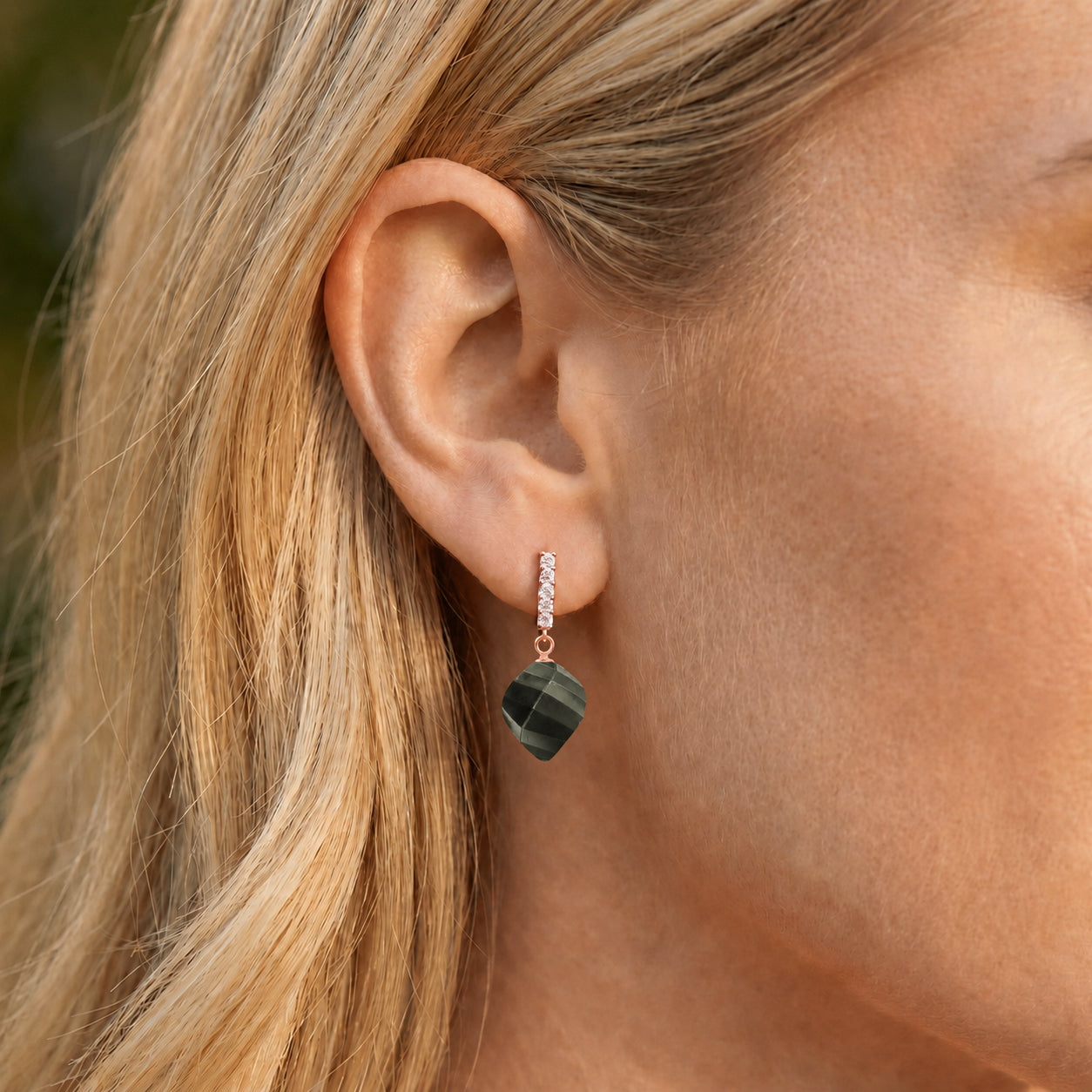 Rose Gold Earrings Sapphire 10K — Ofelia