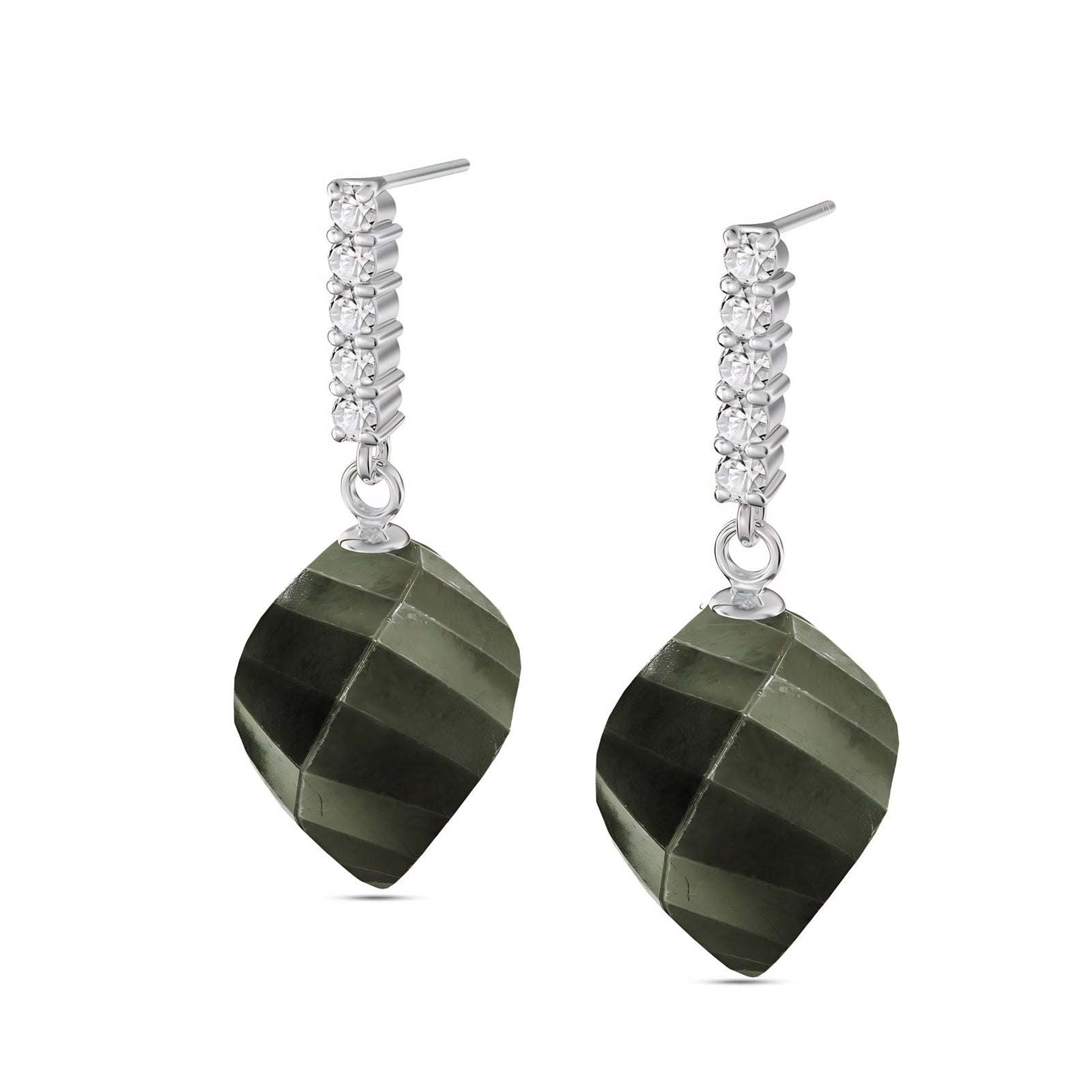 White Gold Earrings Sapphire 10K — Ofelia