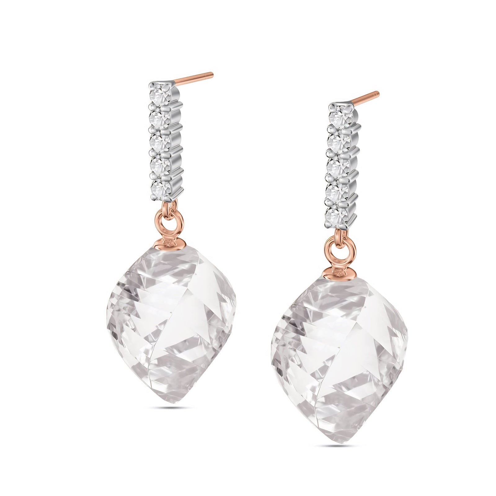 Rose Gold Earrings Emerald 10K — Ofelia