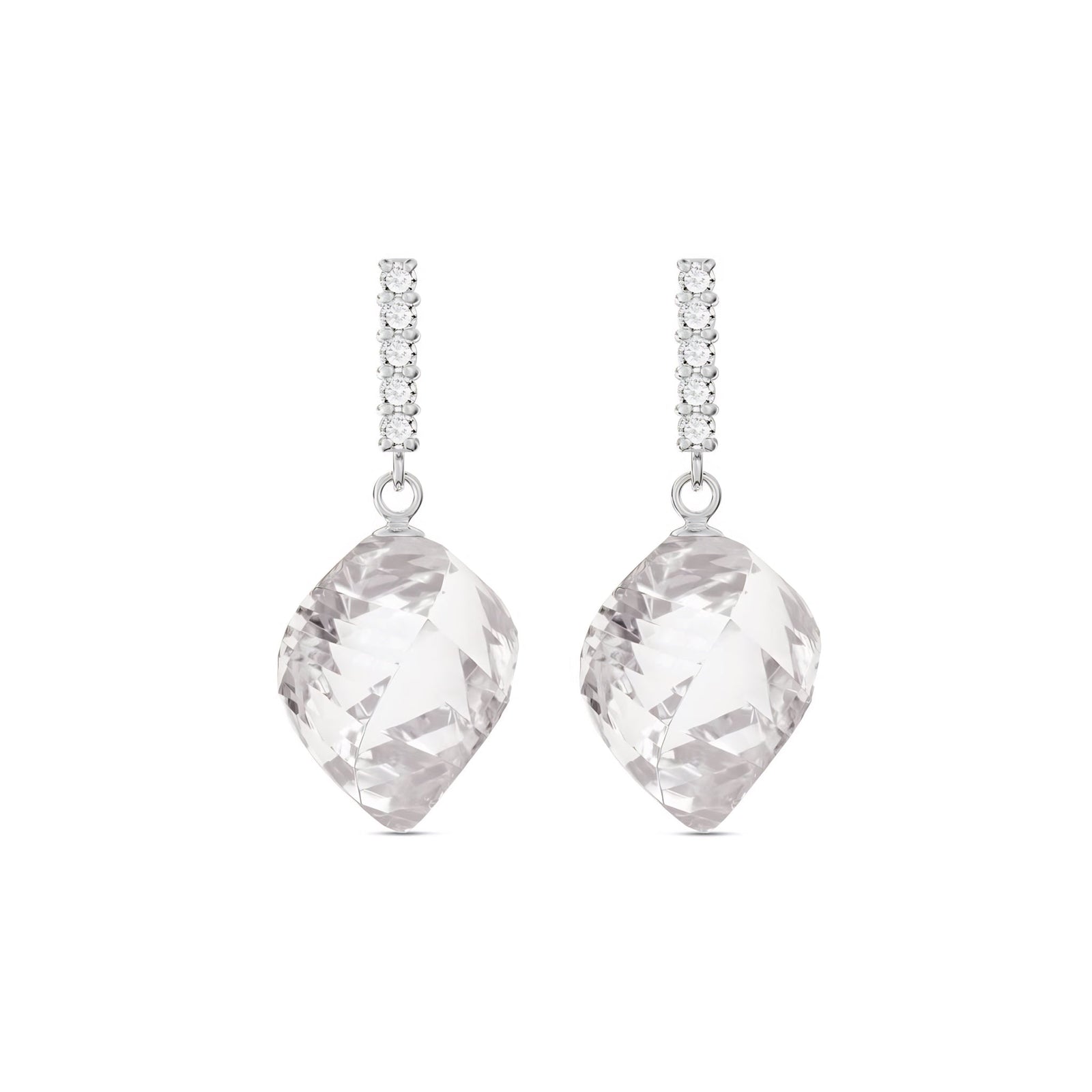 White Gold Earrings Emerald 10K — Ofelia