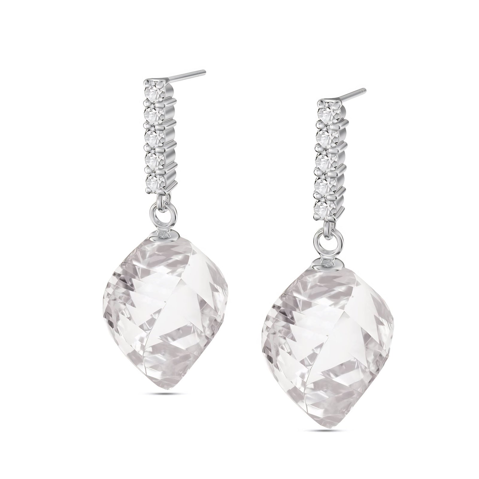 White Gold Earrings Emerald 10K — Ofelia