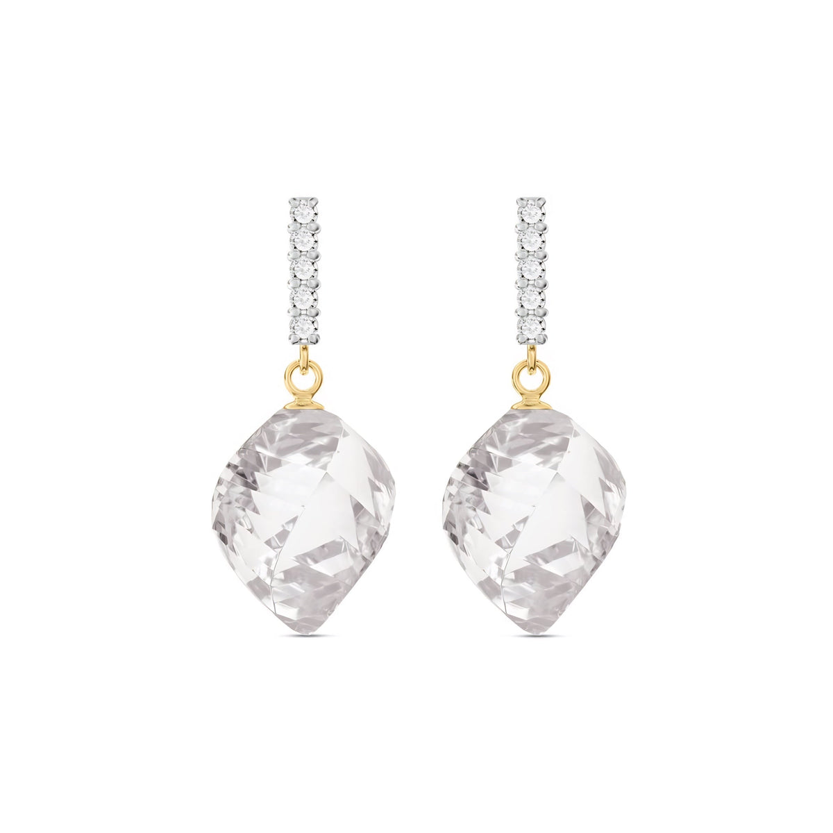 Yellow Gold Earrings Emerald 10K — Ofelia