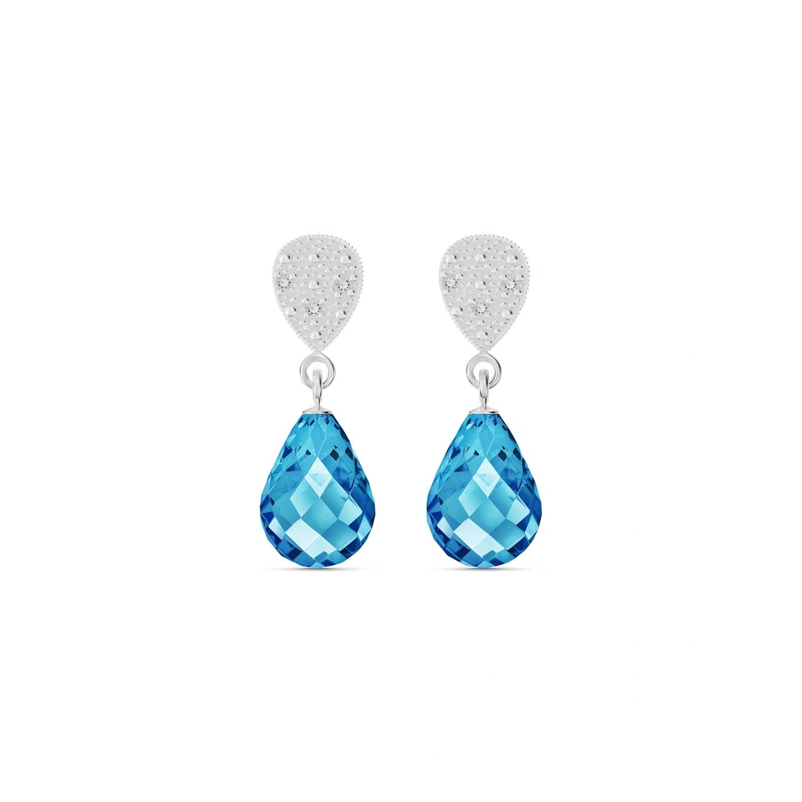 White Gold Earrings Blue Topaz 10K — Enrichetta