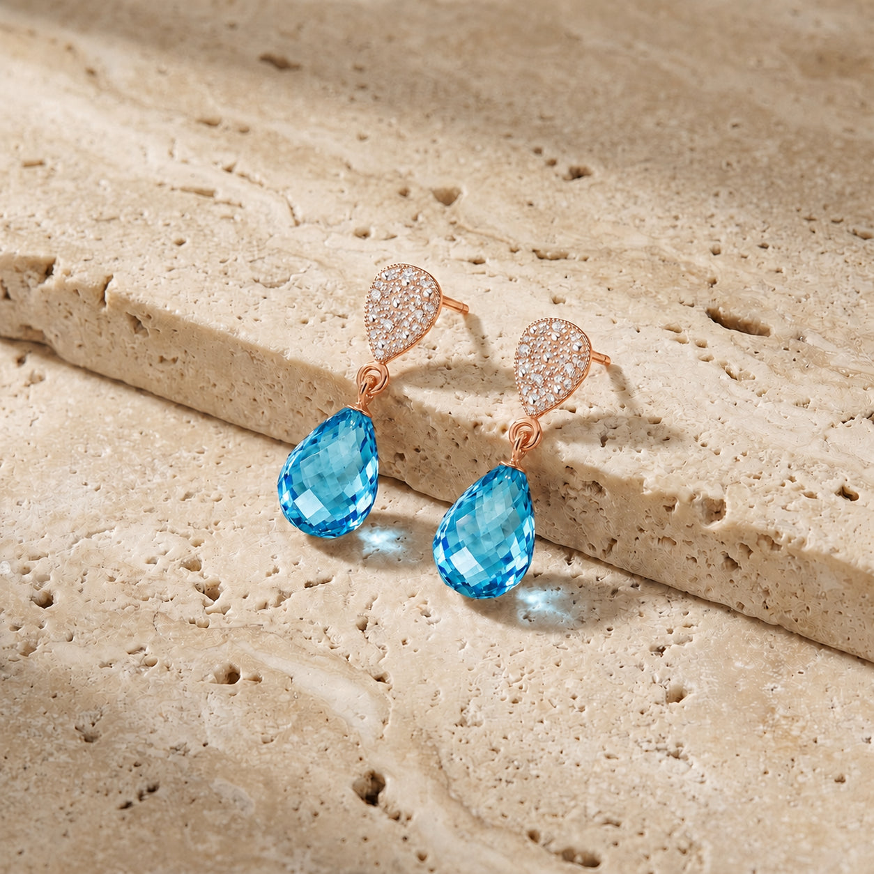 Rose Gold Earrings Pink Topaz 10K — Enrichetta