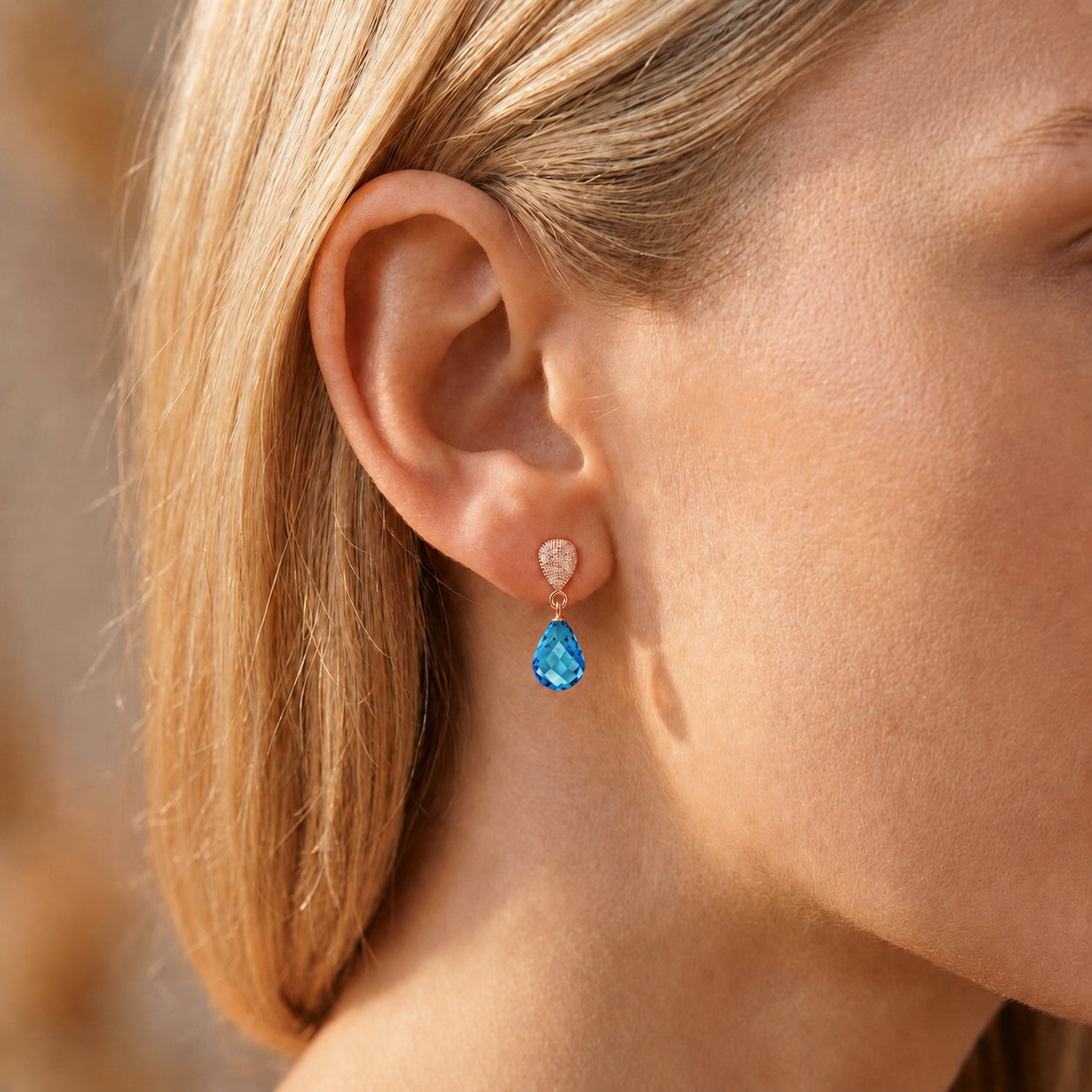 Rose Gold Earrings Pink Topaz 10K — Enrichetta