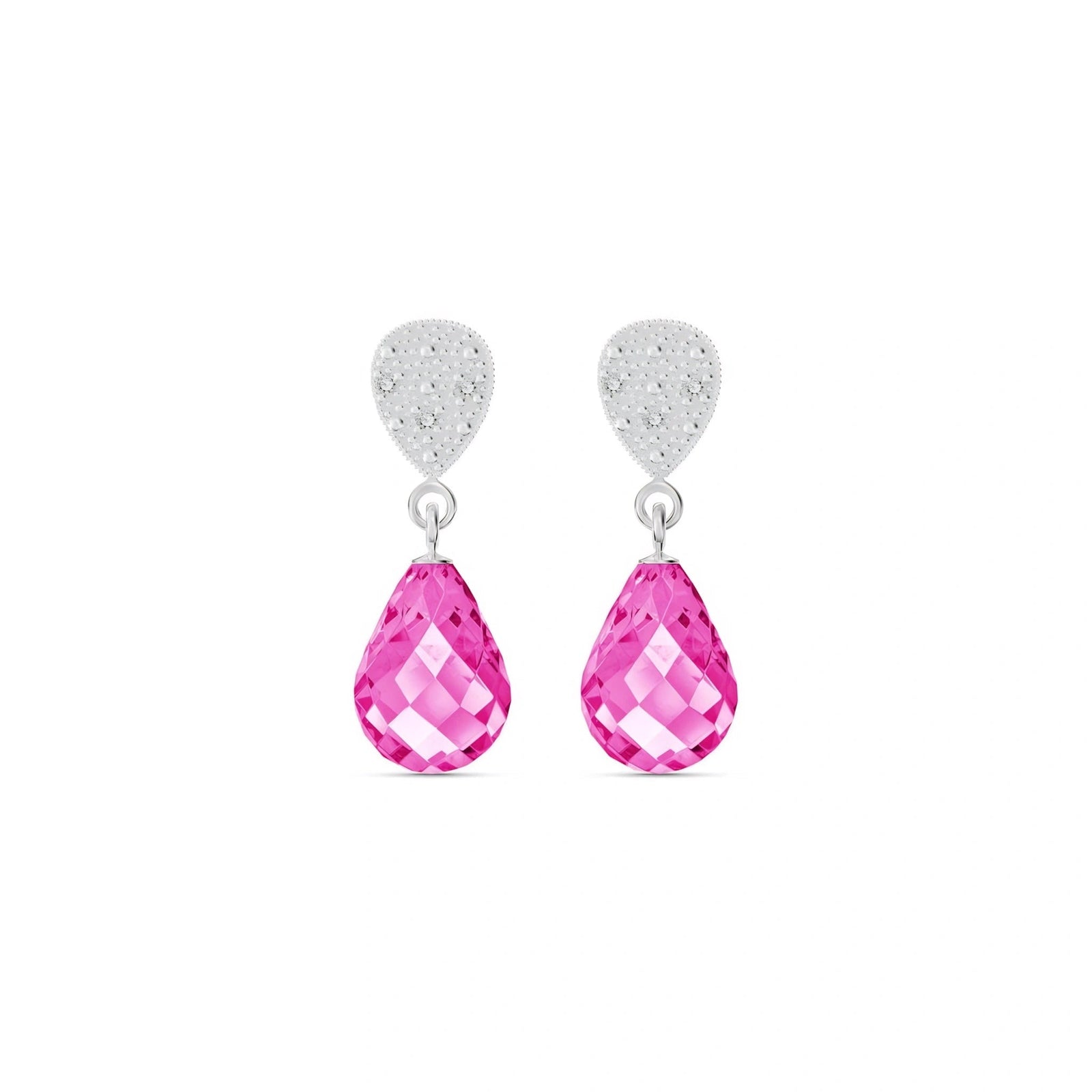 White Gold Earrings Pink Topaz 10K — Enrichetta