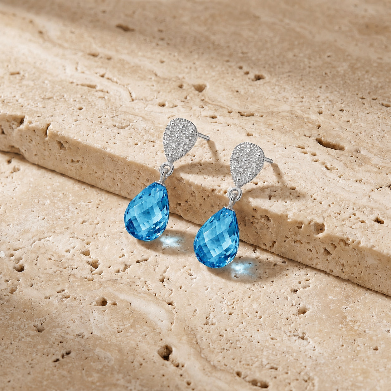 White Gold Earrings Pink Topaz 10K — Enrichetta