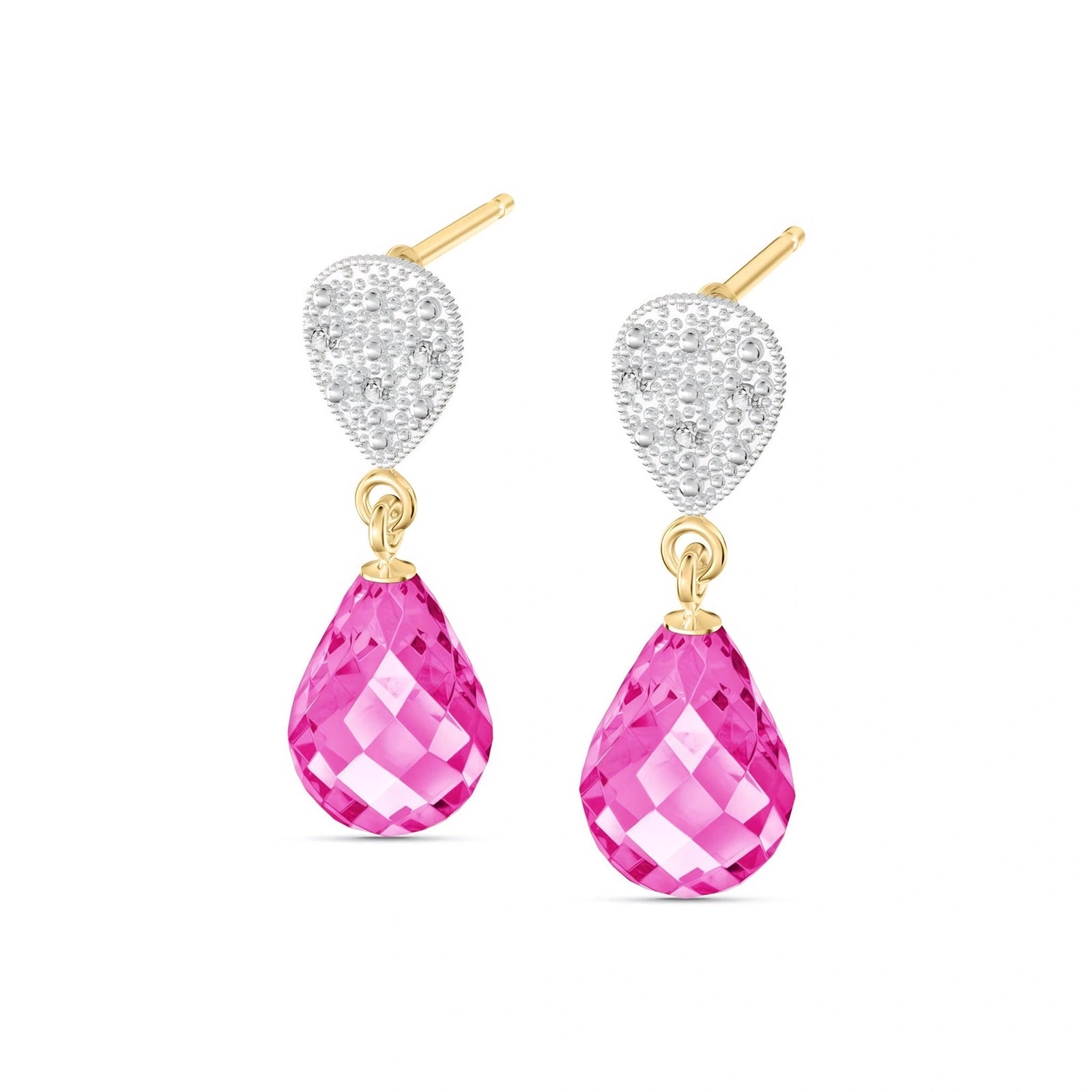 Yellow Gold Earrings Pink Topaz 10K — Enrichetta