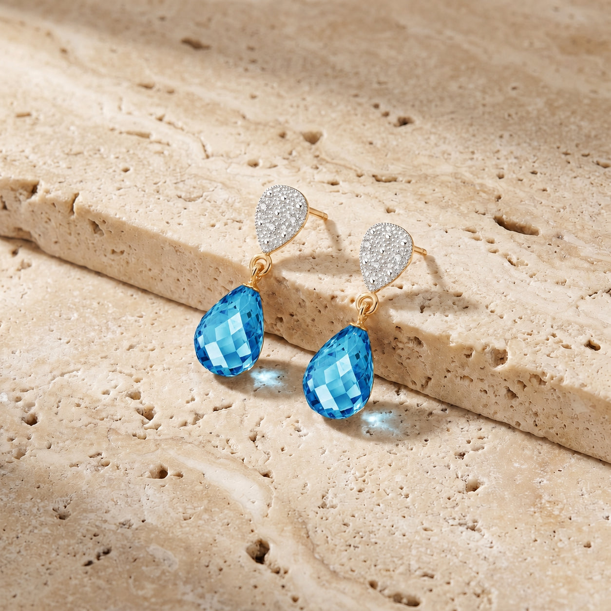 Yellow Gold Earrings Pink Topaz 10K — Enrichetta