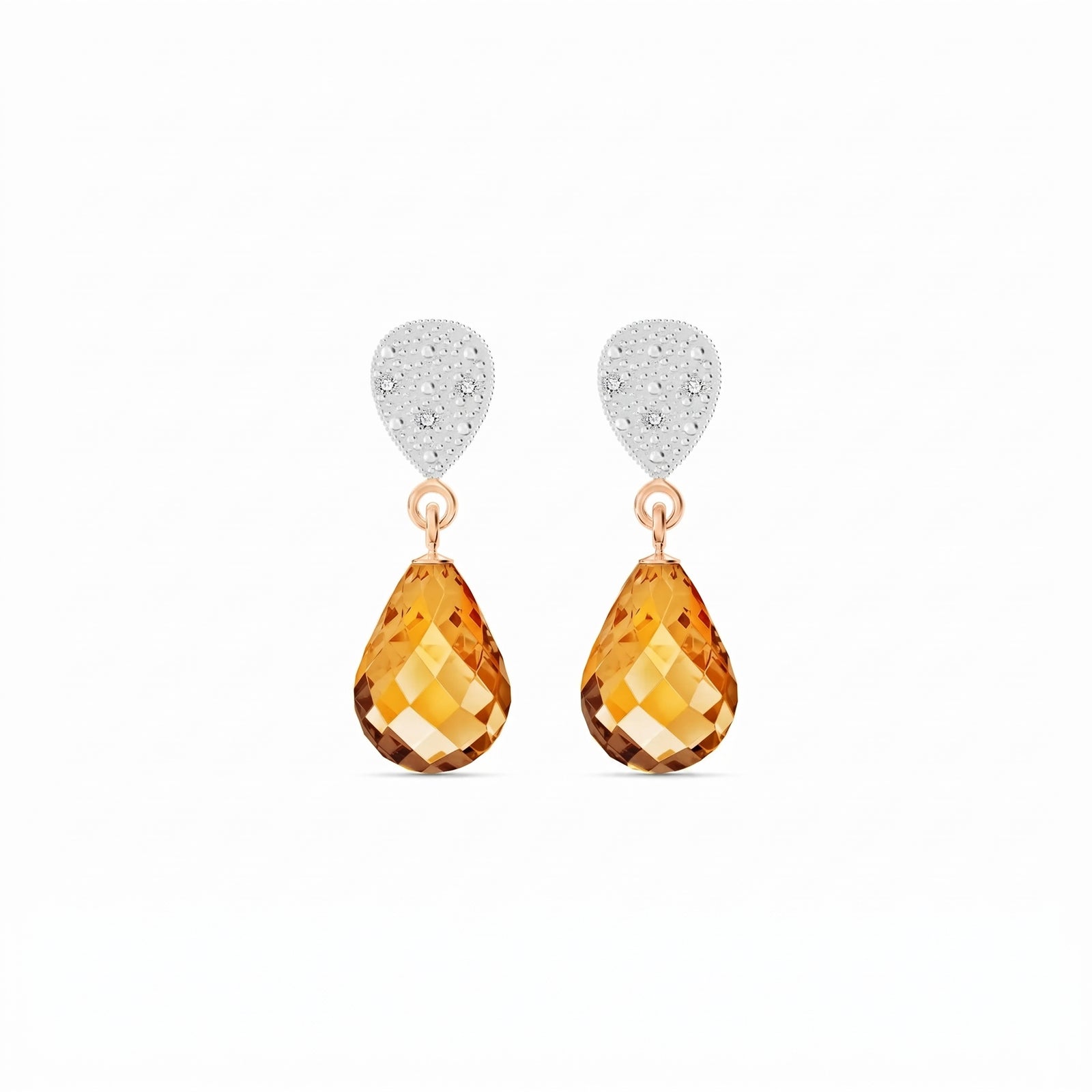 Rose Gold Earrings White Topaz 10K — Enrichetta