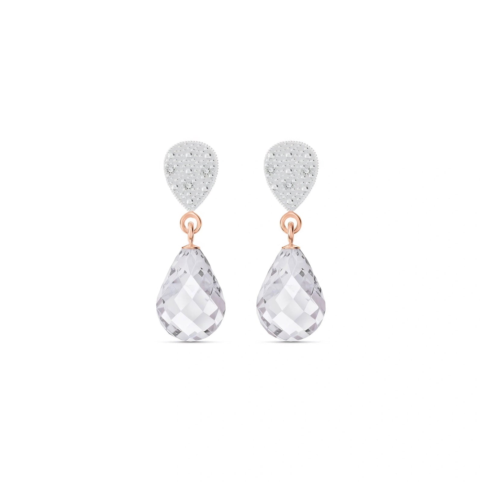 Rose Gold Earrings White Topaz 10K — Enrichetta