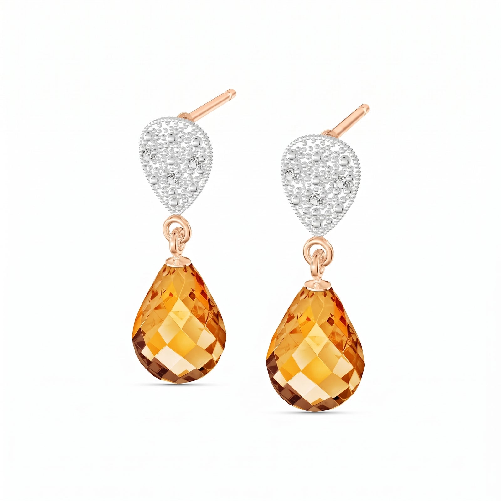 Rose Gold Earrings White Topaz 10K — Enrichetta