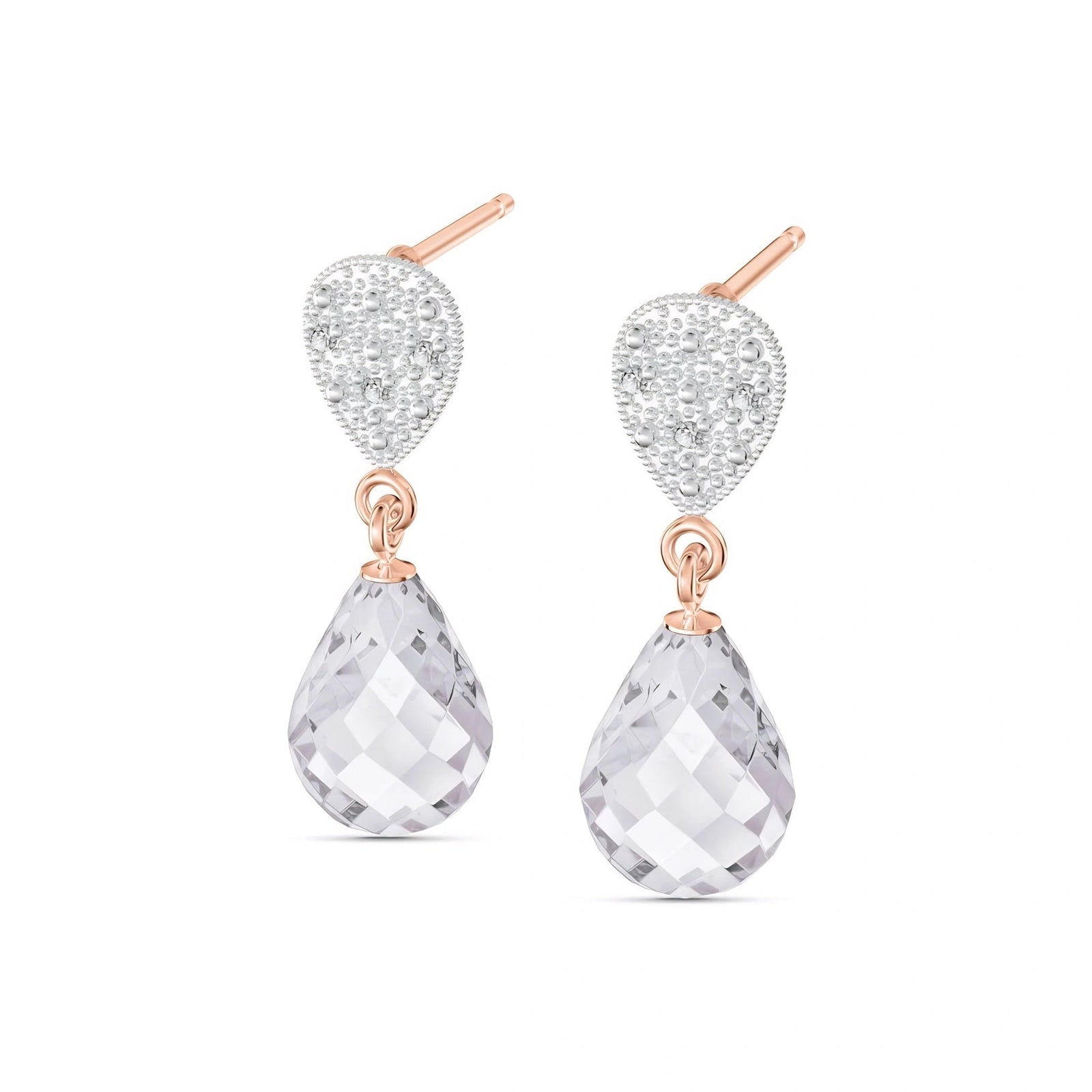 Rose Gold Earrings White Topaz 10K — Enrichetta