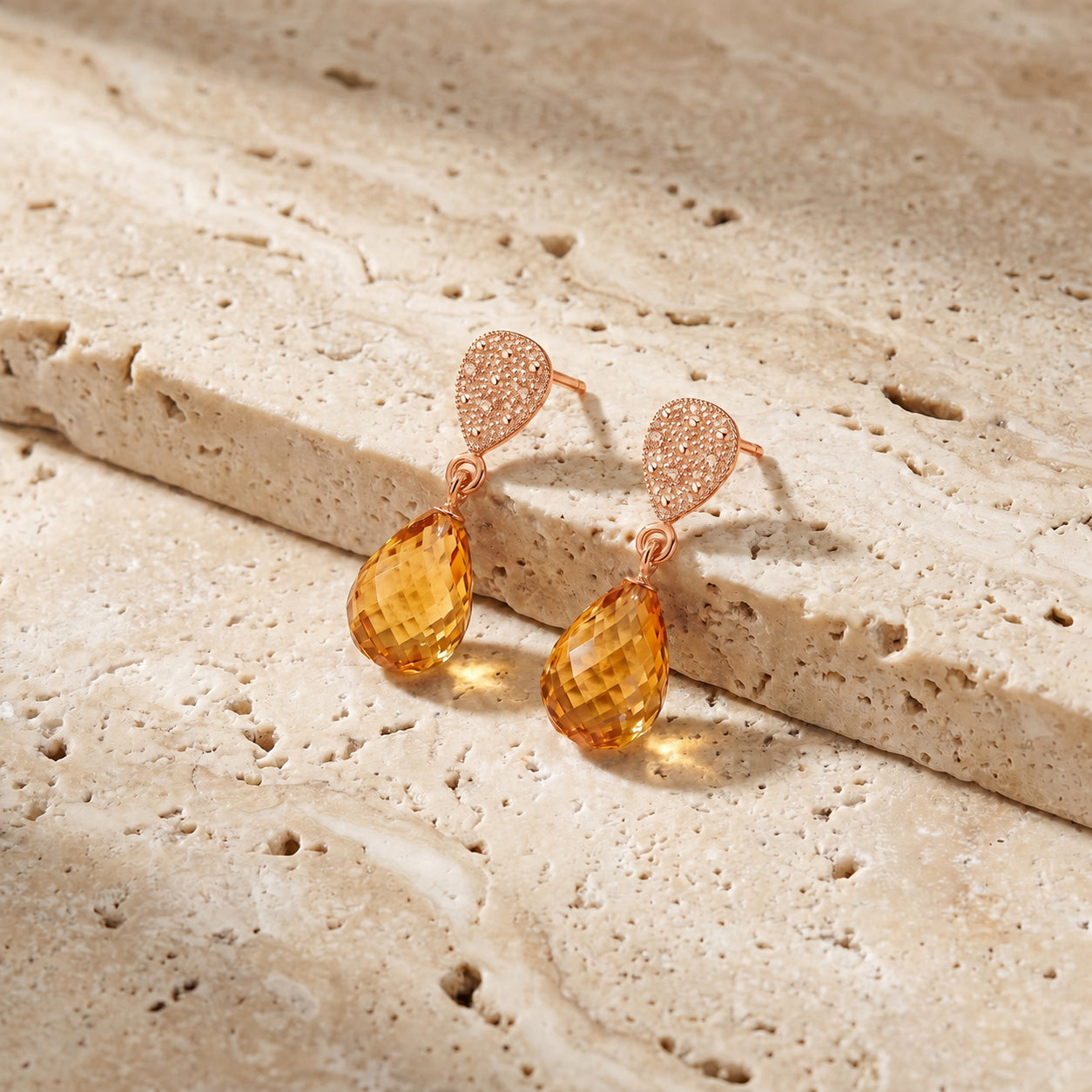 Rose Gold Earrings White Topaz 10K — Enrichetta