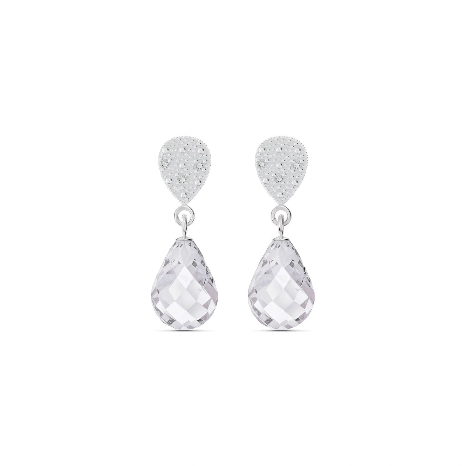 White Gold Earrings White Topaz 10K — Enrichetta