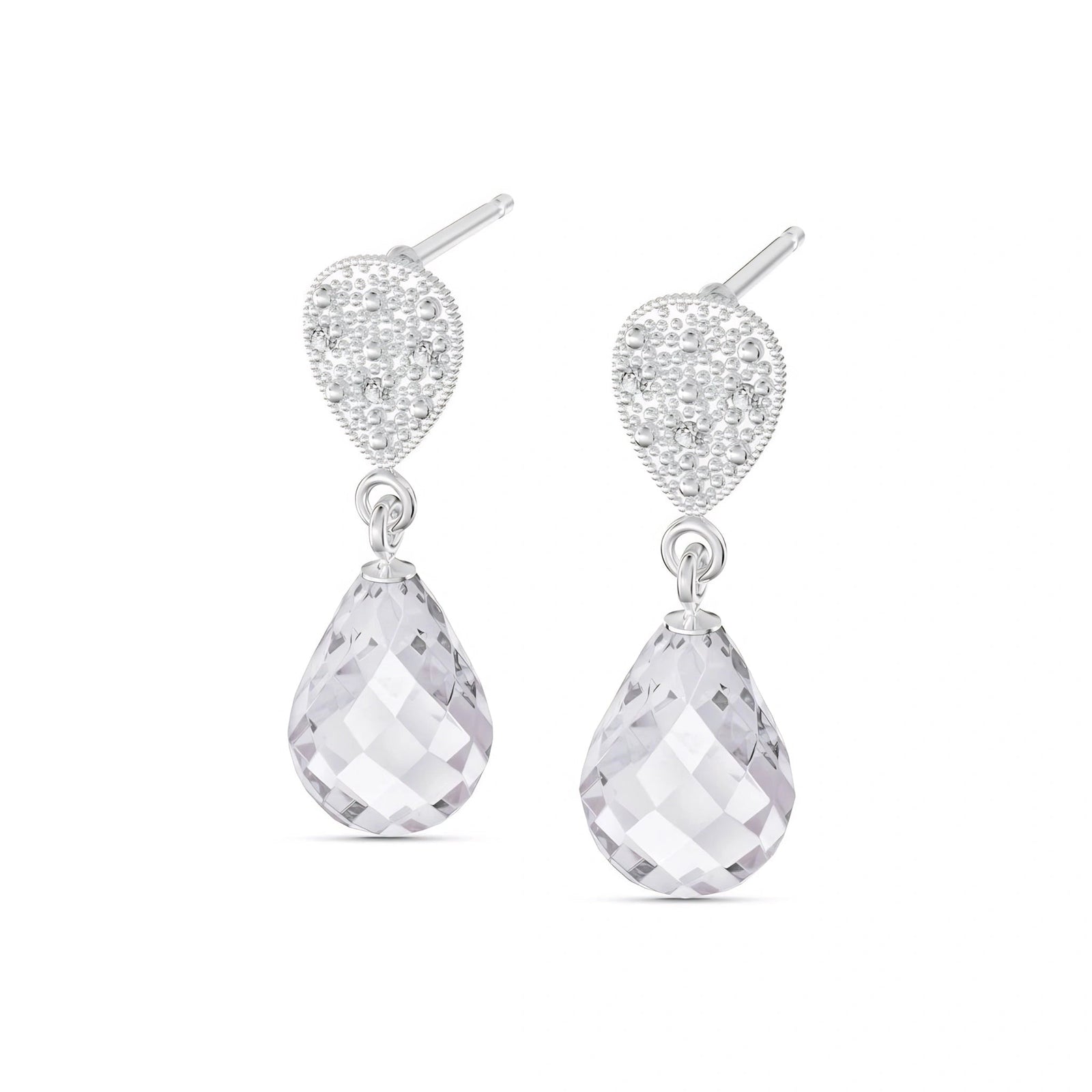 White Gold Earrings White Topaz 10K — Enrichetta