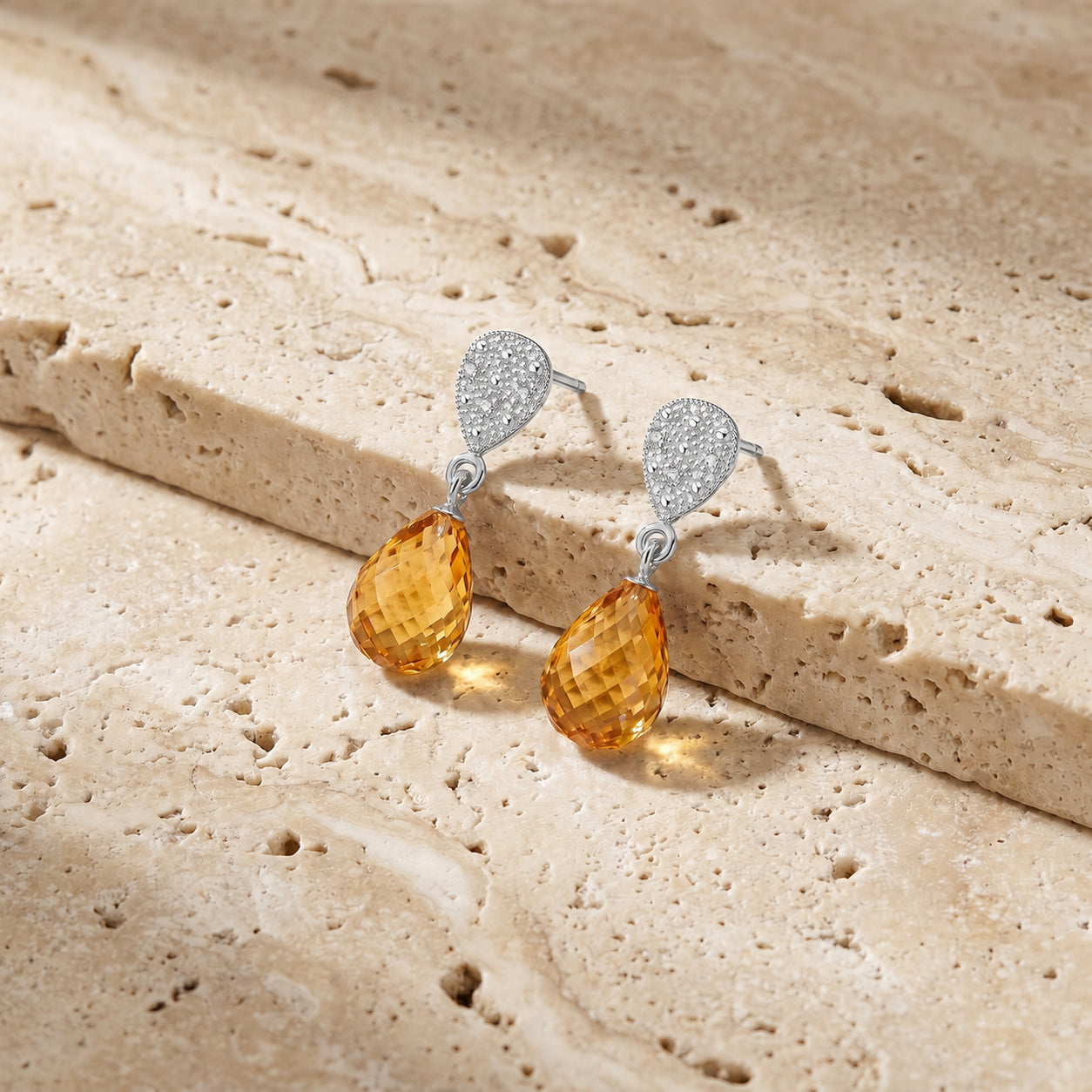 White Gold Earrings White Topaz 10K — Enrichetta