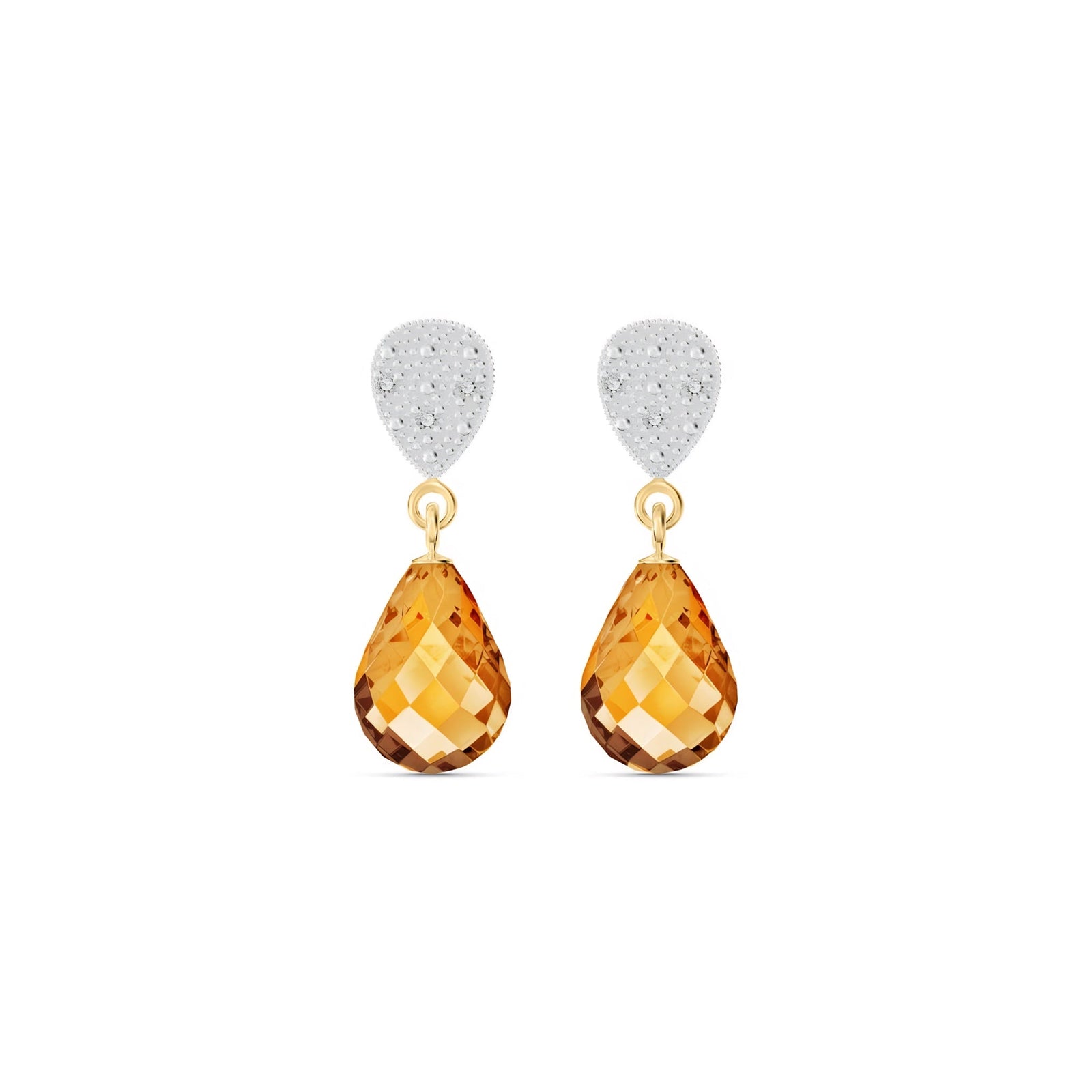 Yellow Gold Earrings White Topaz 10K — Enrichetta